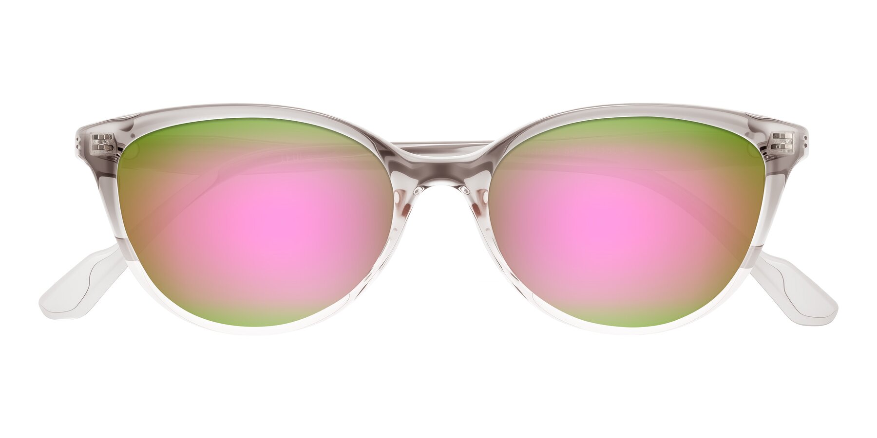 Folded Front of Hickman in Gray/Light Pink with Pink Mirrored Lenses