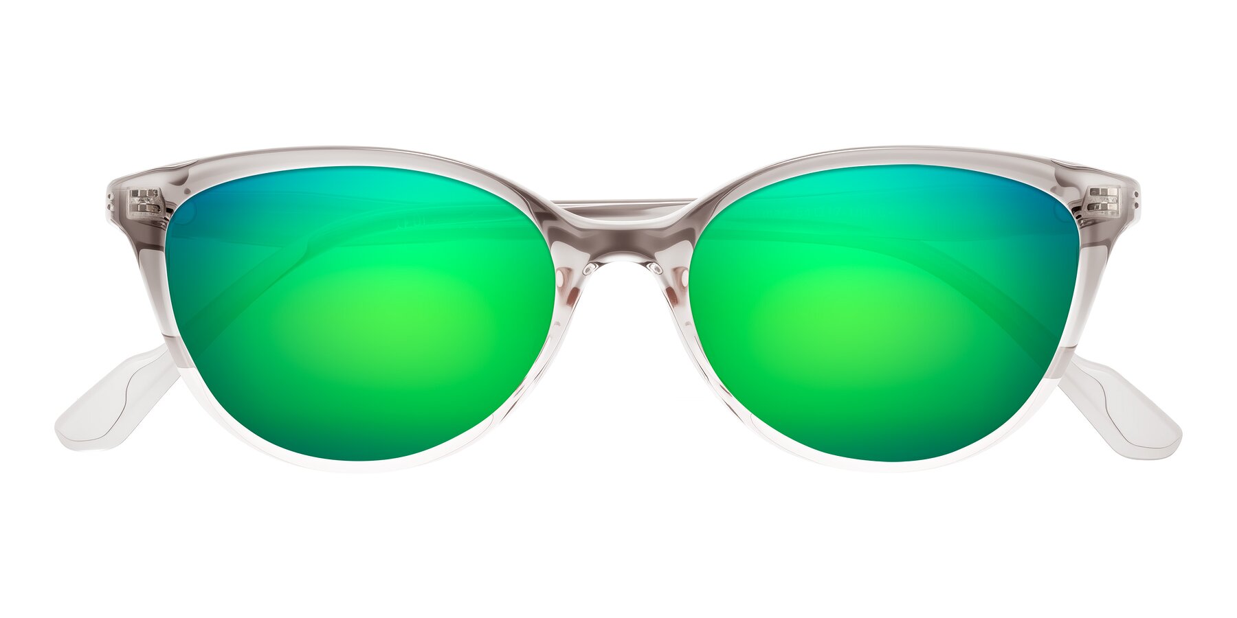 Folded Front of Hickman in Gray/Light Pink with Green Mirrored Lenses