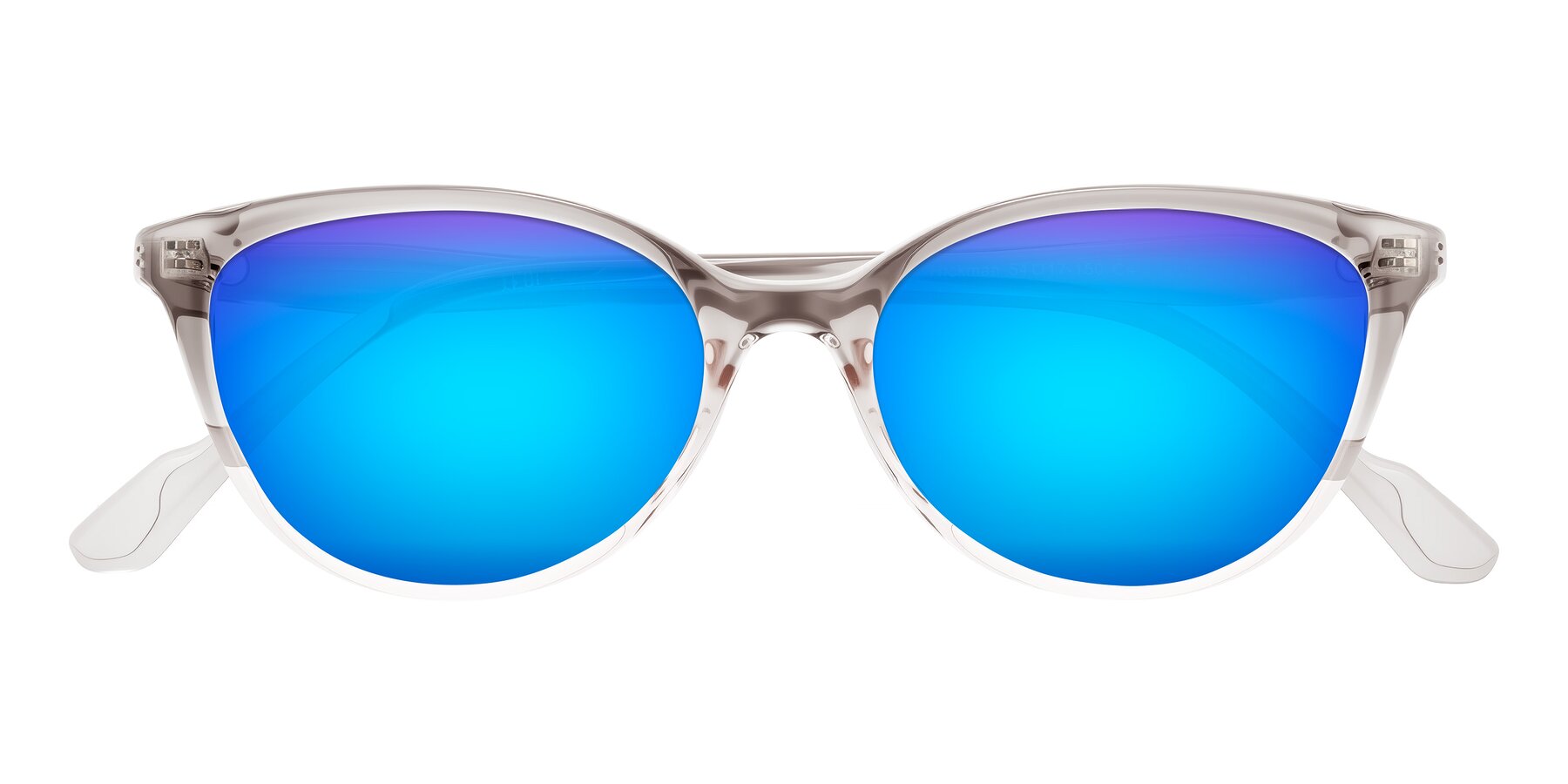 Folded Front of Hickman in Gray/Light Pink with Blue Mirrored Lenses