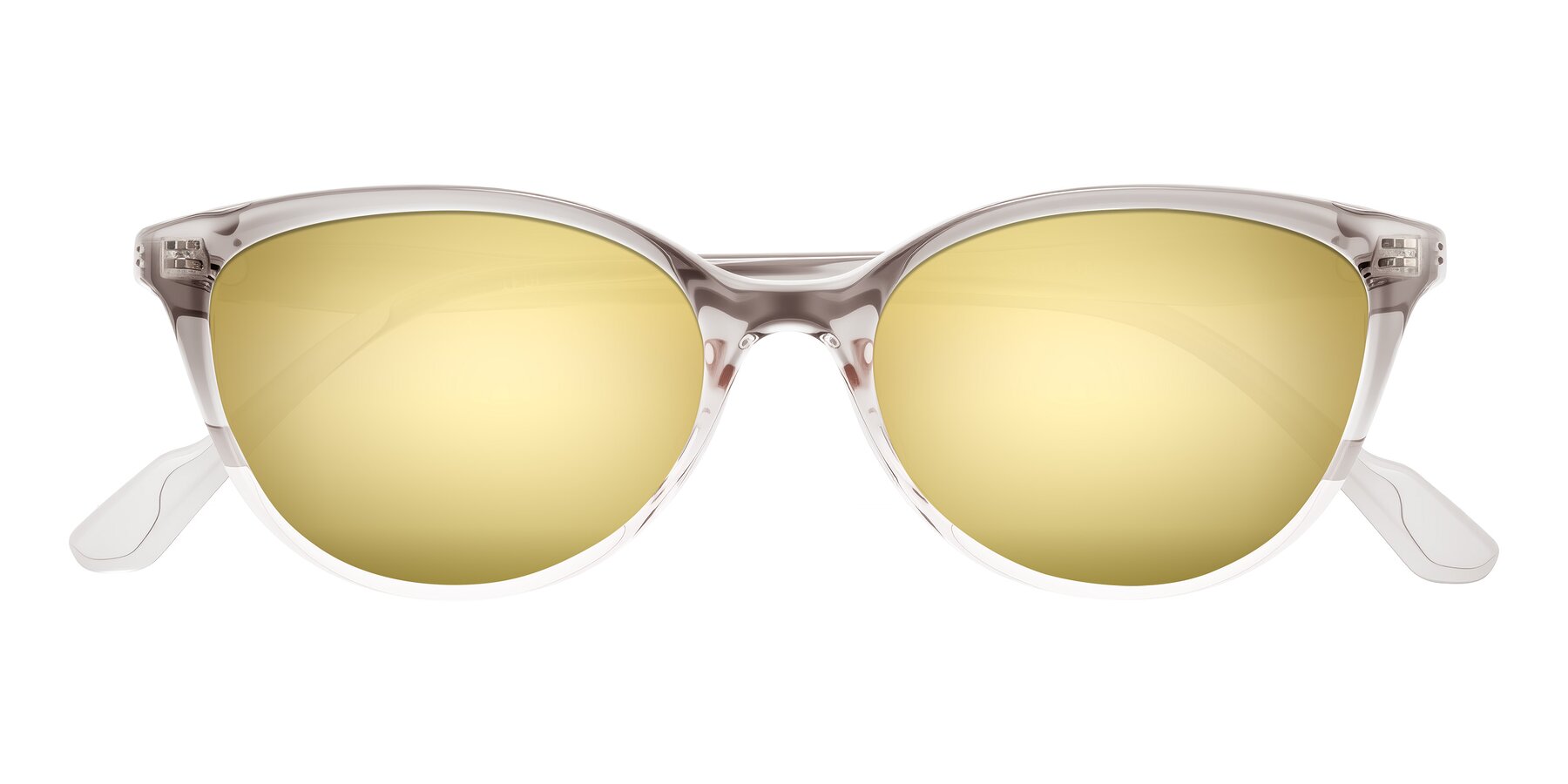 Folded Front of Hickman in Gray/Light Pink with Gold Mirrored Lenses