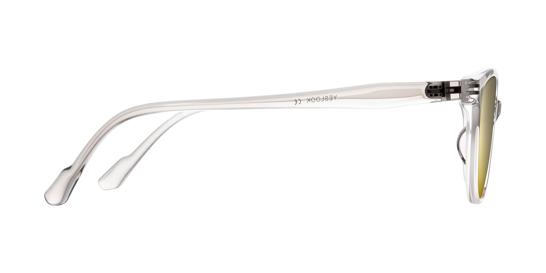 Side of Hickman in Gray/Light Pink with Gold Mirrored Lenses