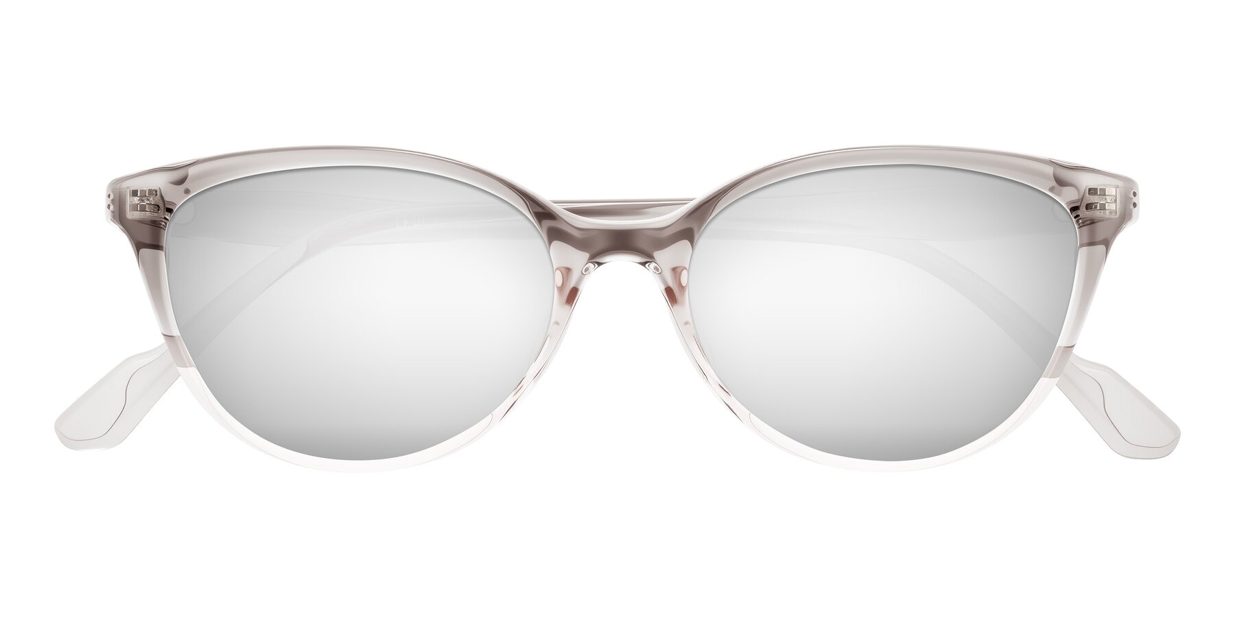 Folded Front of Hickman in Gray/Light Pink with Silver Mirrored Lenses