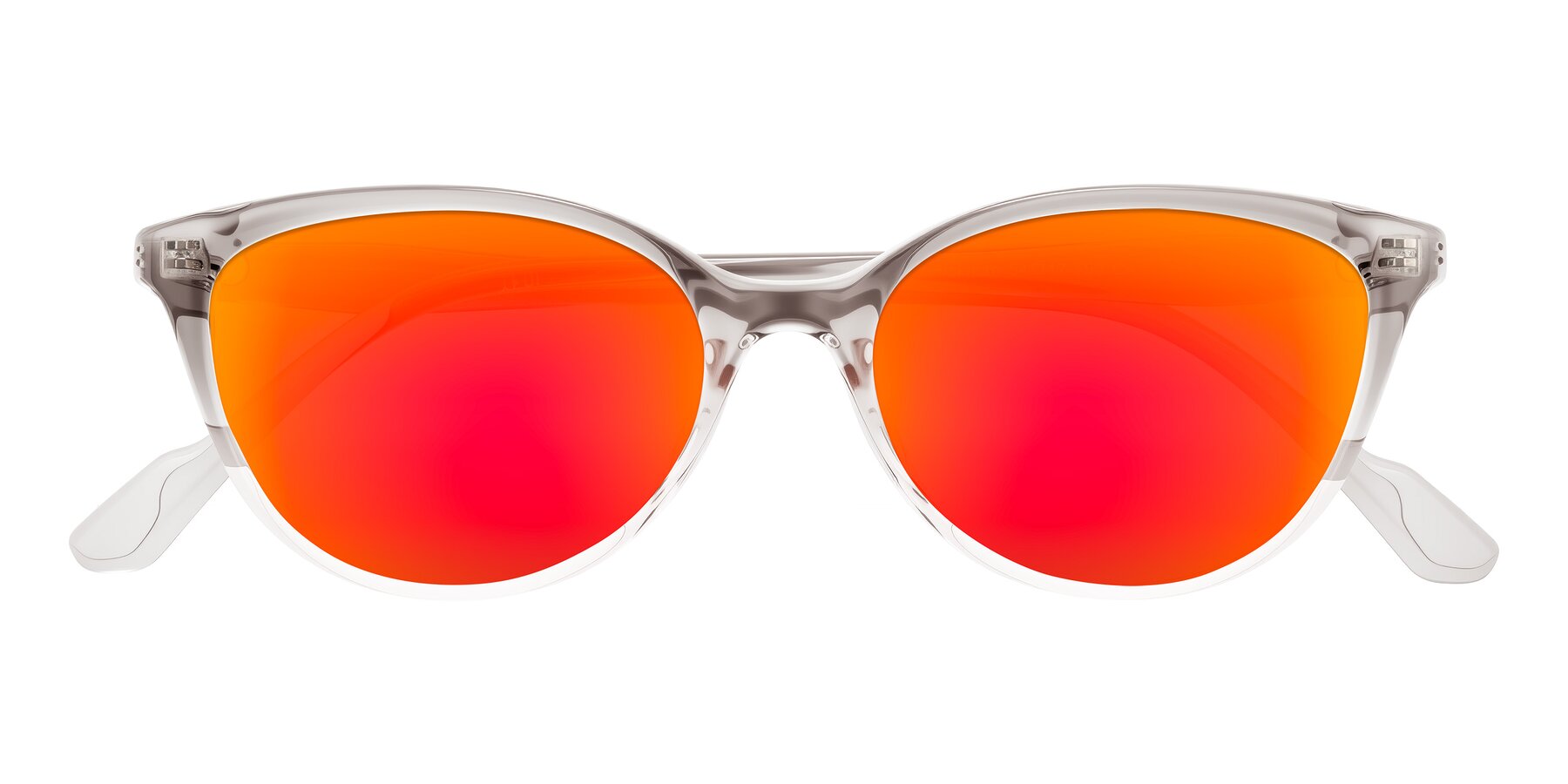 Folded Front of Hickman in Gray/Light Pink with Red Gold Mirrored Lenses