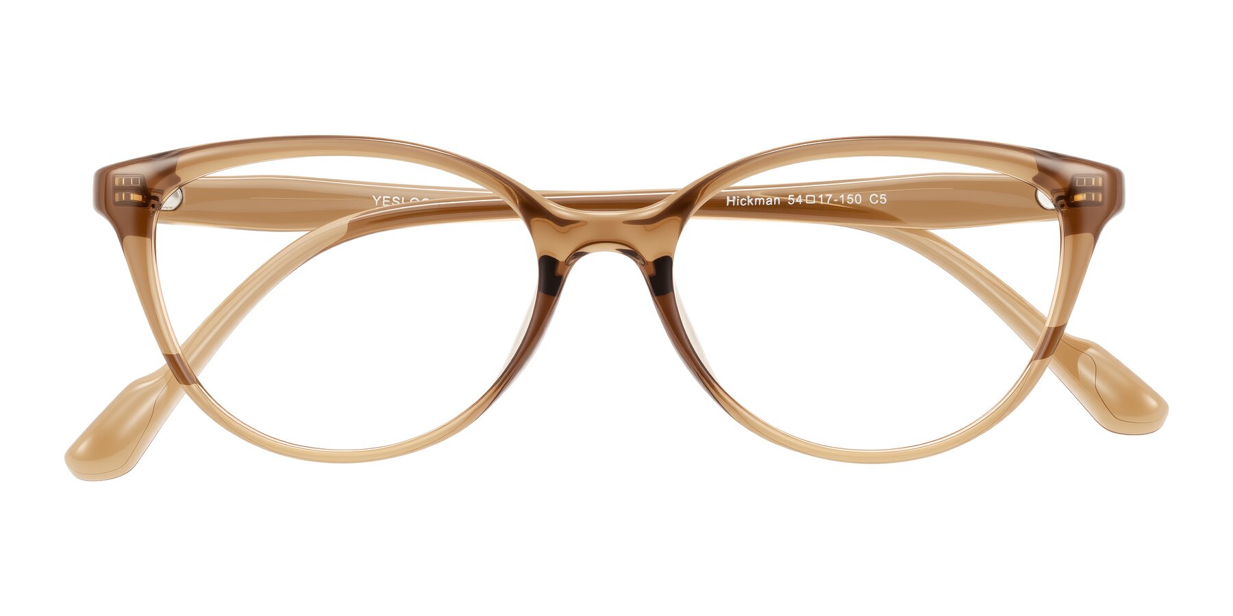 Folded Front of Hickman in Brown with Clear Eyeglass Lenses