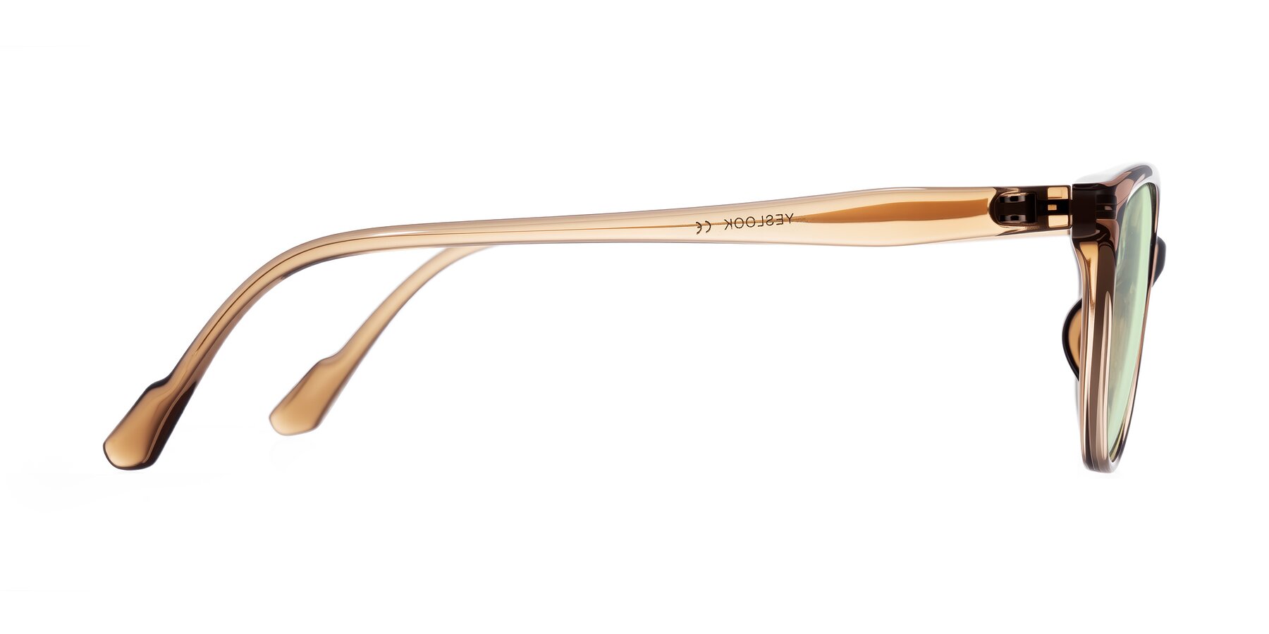 Side of Hickman in Brown with Light Green Tinted Lenses