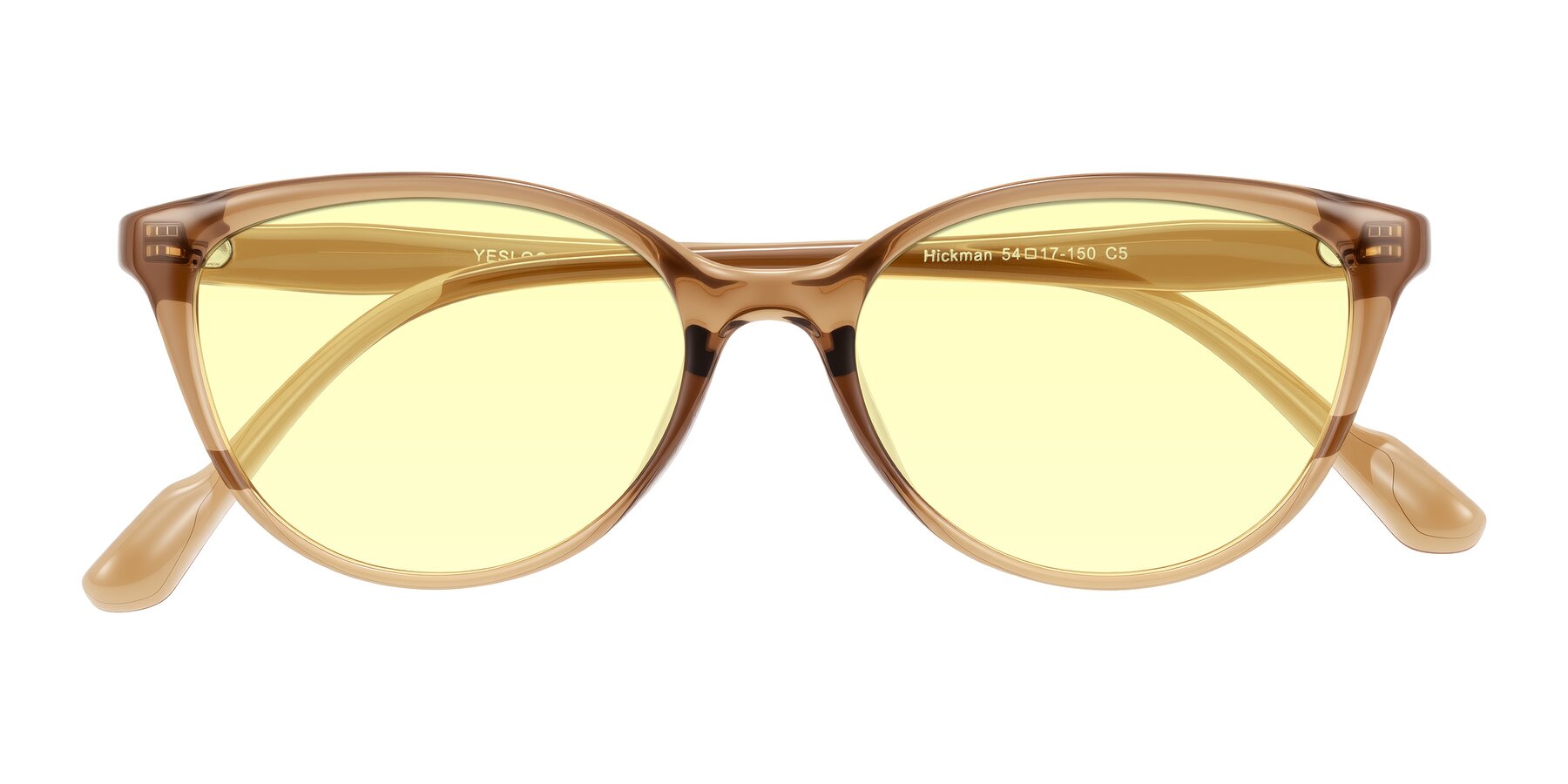 Folded Front of Hickman in Brown with Light Yellow Tinted Lenses