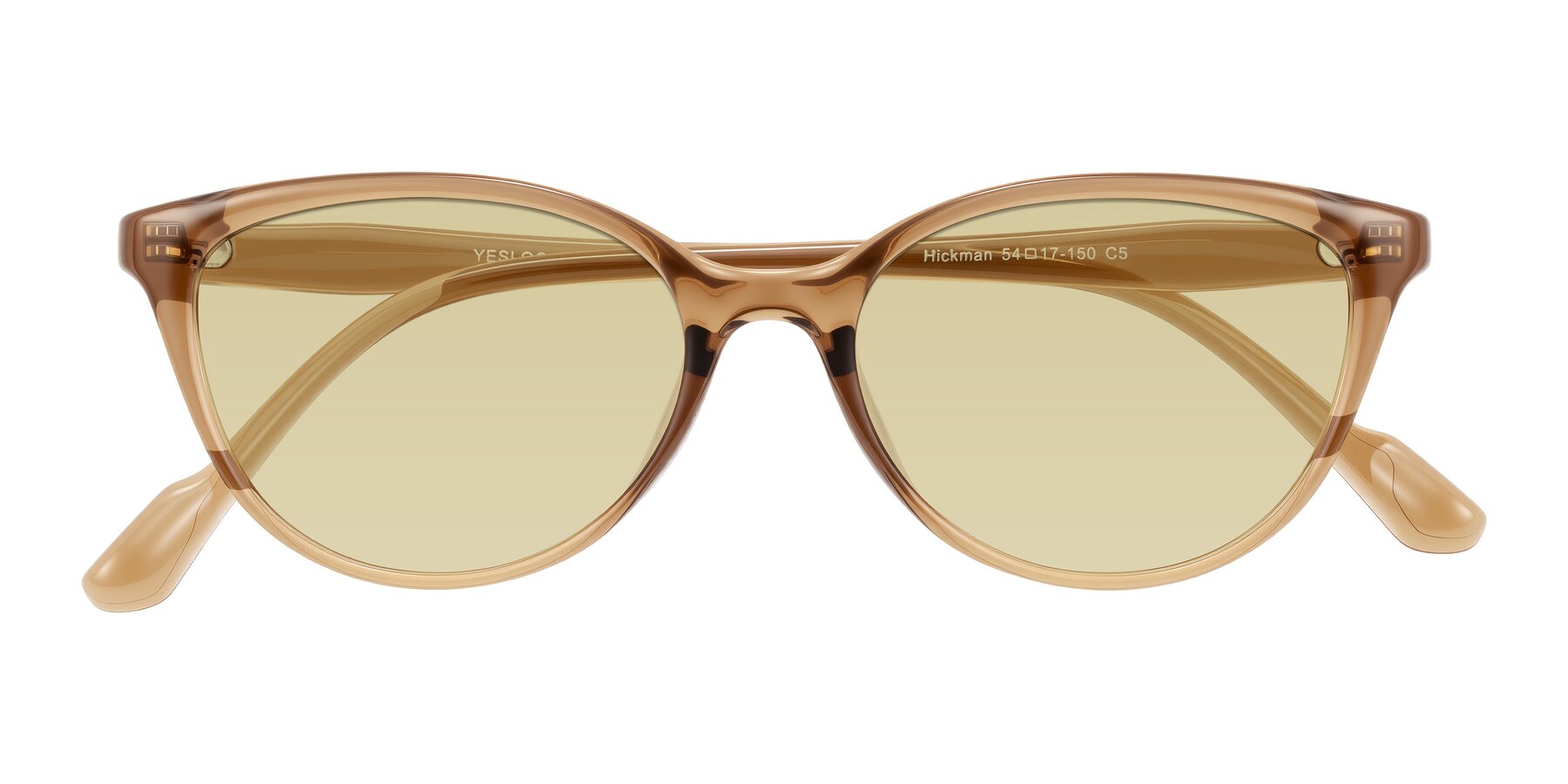 Folded Front of Hickman in Brown with Light Champagne Tinted Lenses