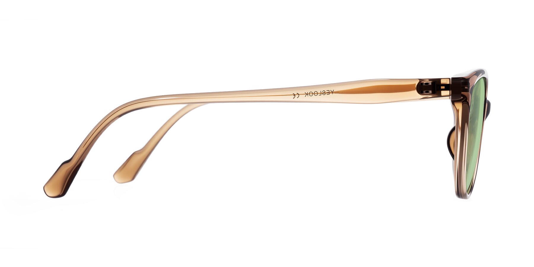 Side of Hickman in Brown with Medium Green Tinted Lenses