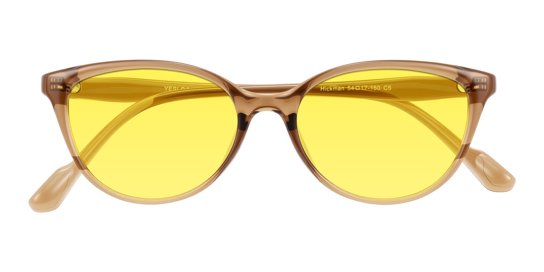 Folded Front of Hickman in Brown with Medium Yellow Tinted Lenses