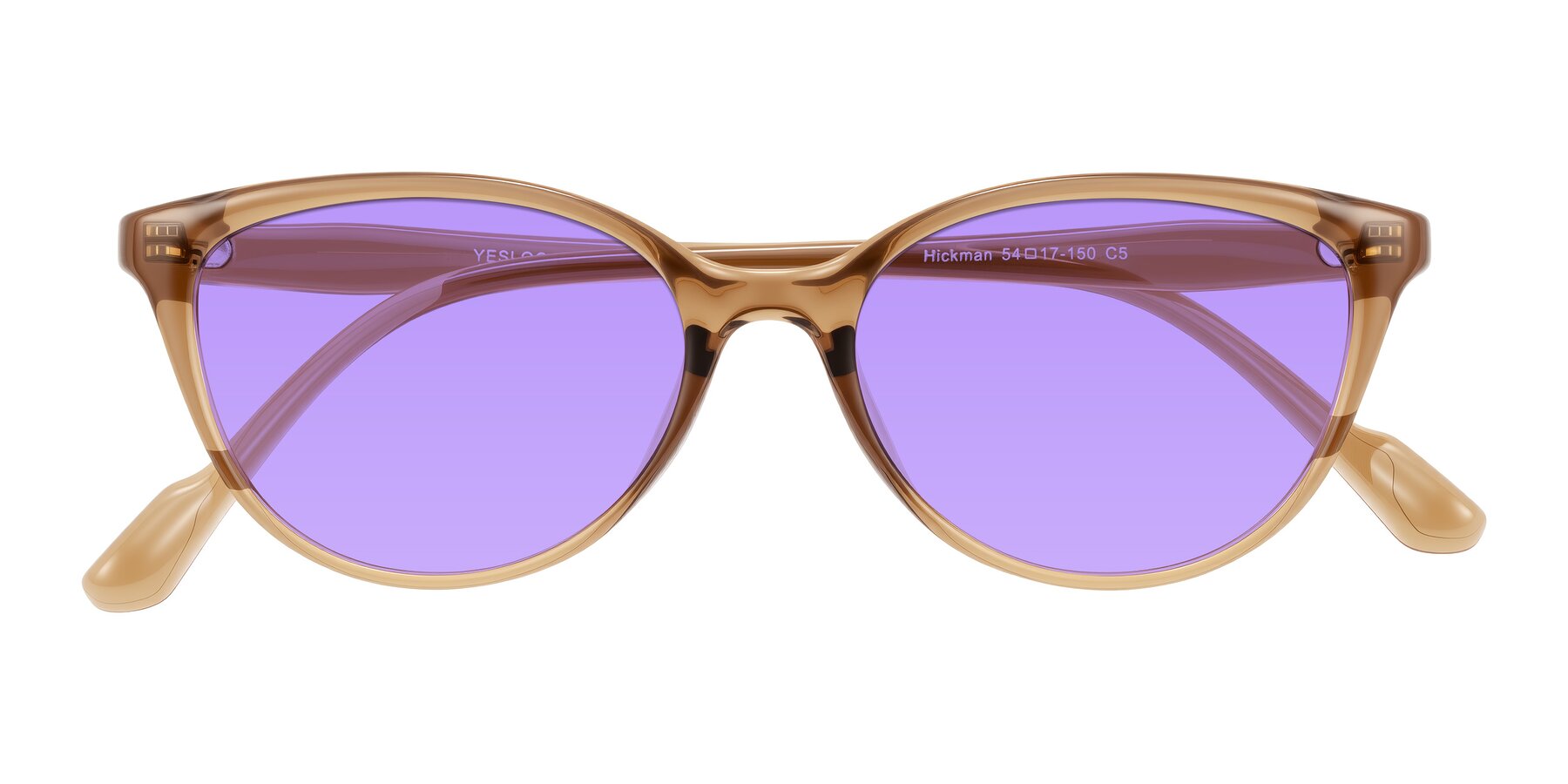 Folded Front of Hickman in Brown with Medium Purple Tinted Lenses