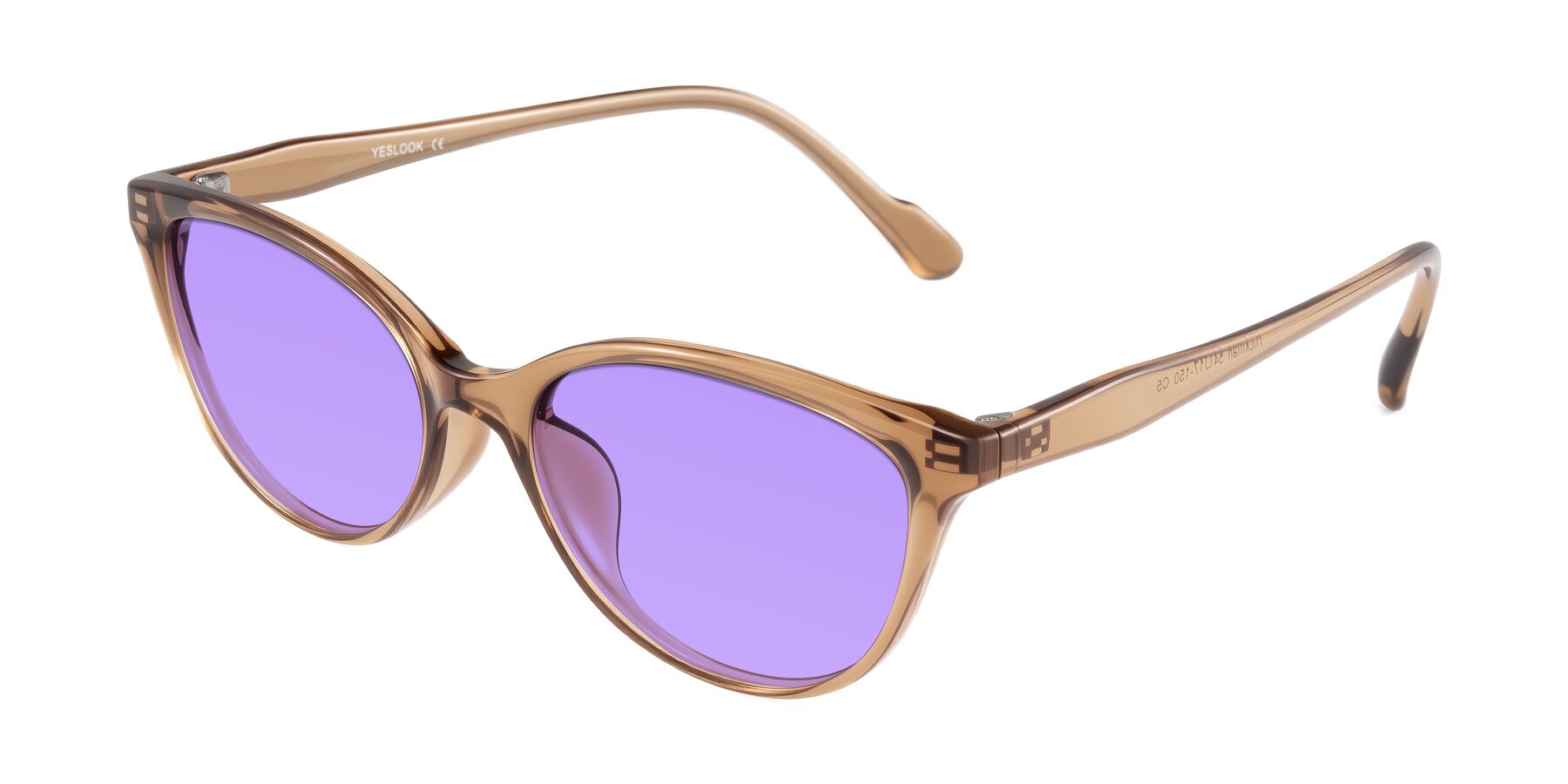 Angle of Hickman in Brown with Medium Purple Tinted Lenses