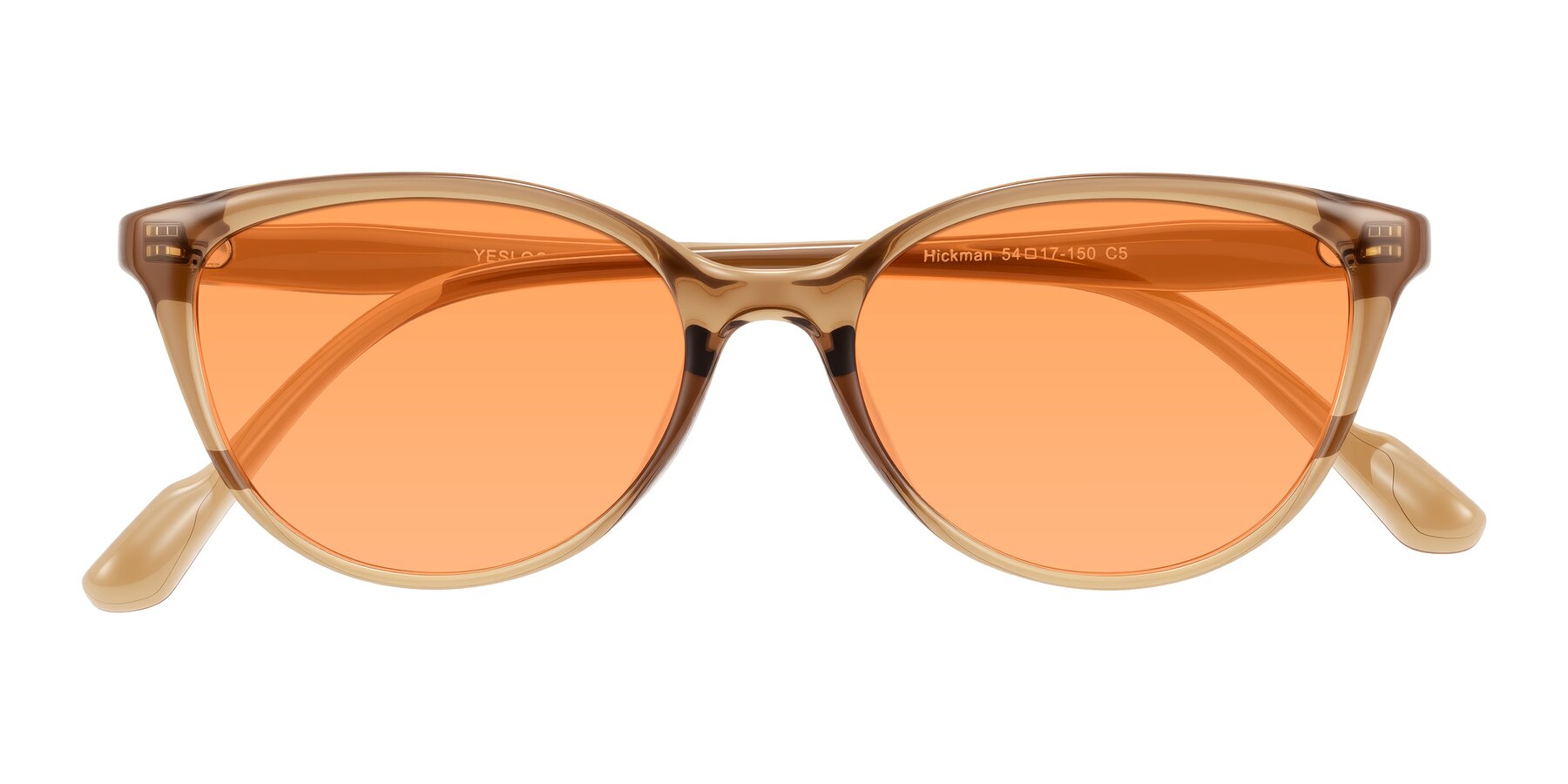 Folded Front of Hickman in Brown with Medium Orange Tinted Lenses