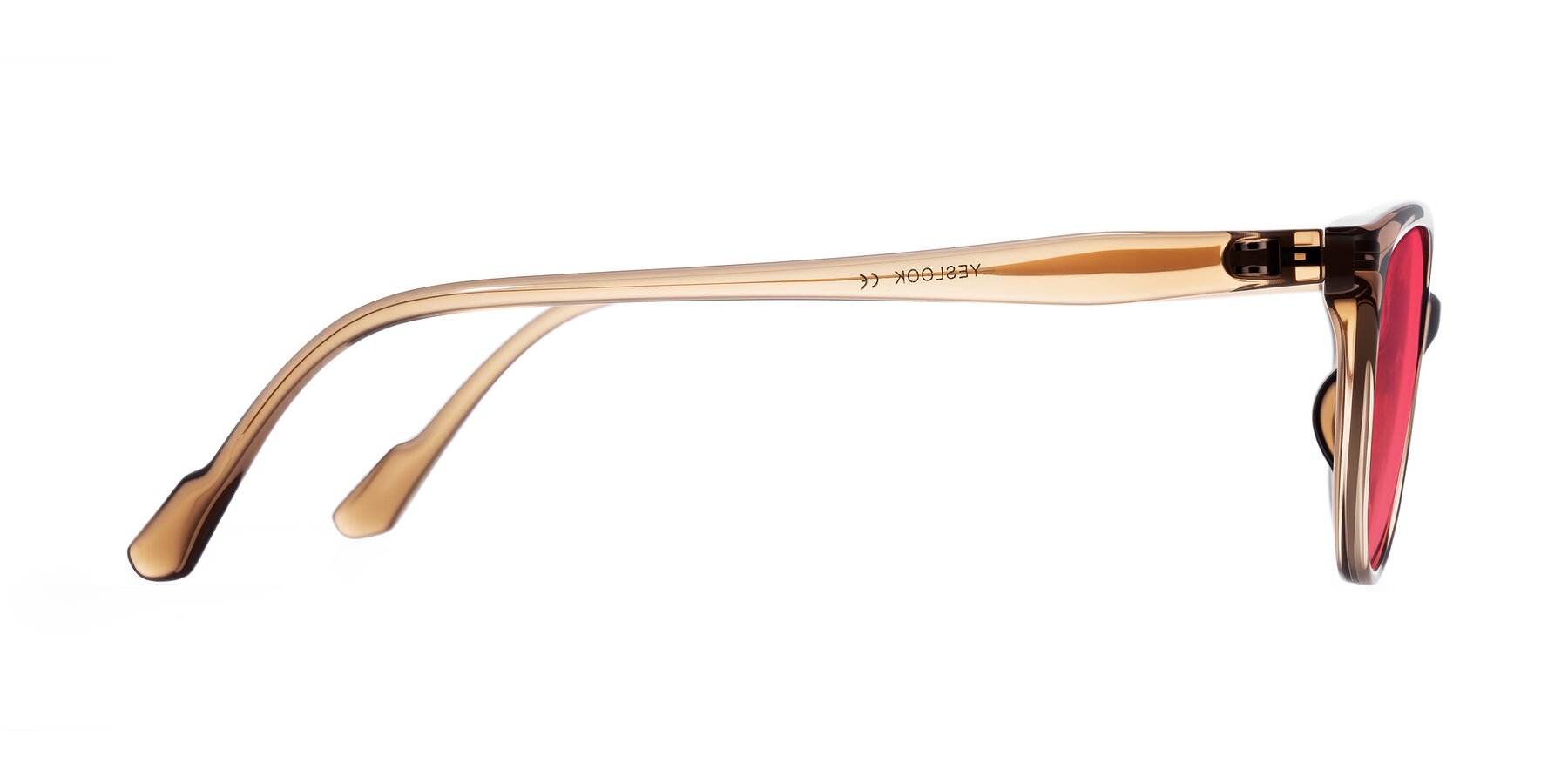 Side of Hickman in Brown with Red Tinted Lenses