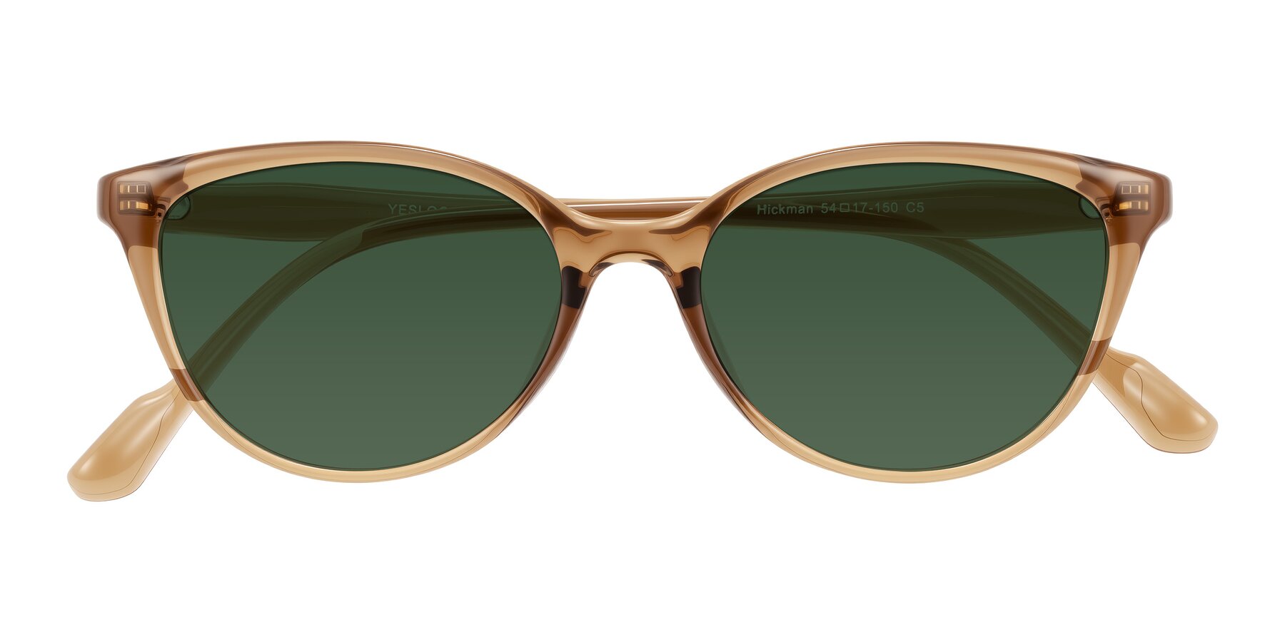 Folded Front of Hickman in Brown with Green Tinted Lenses