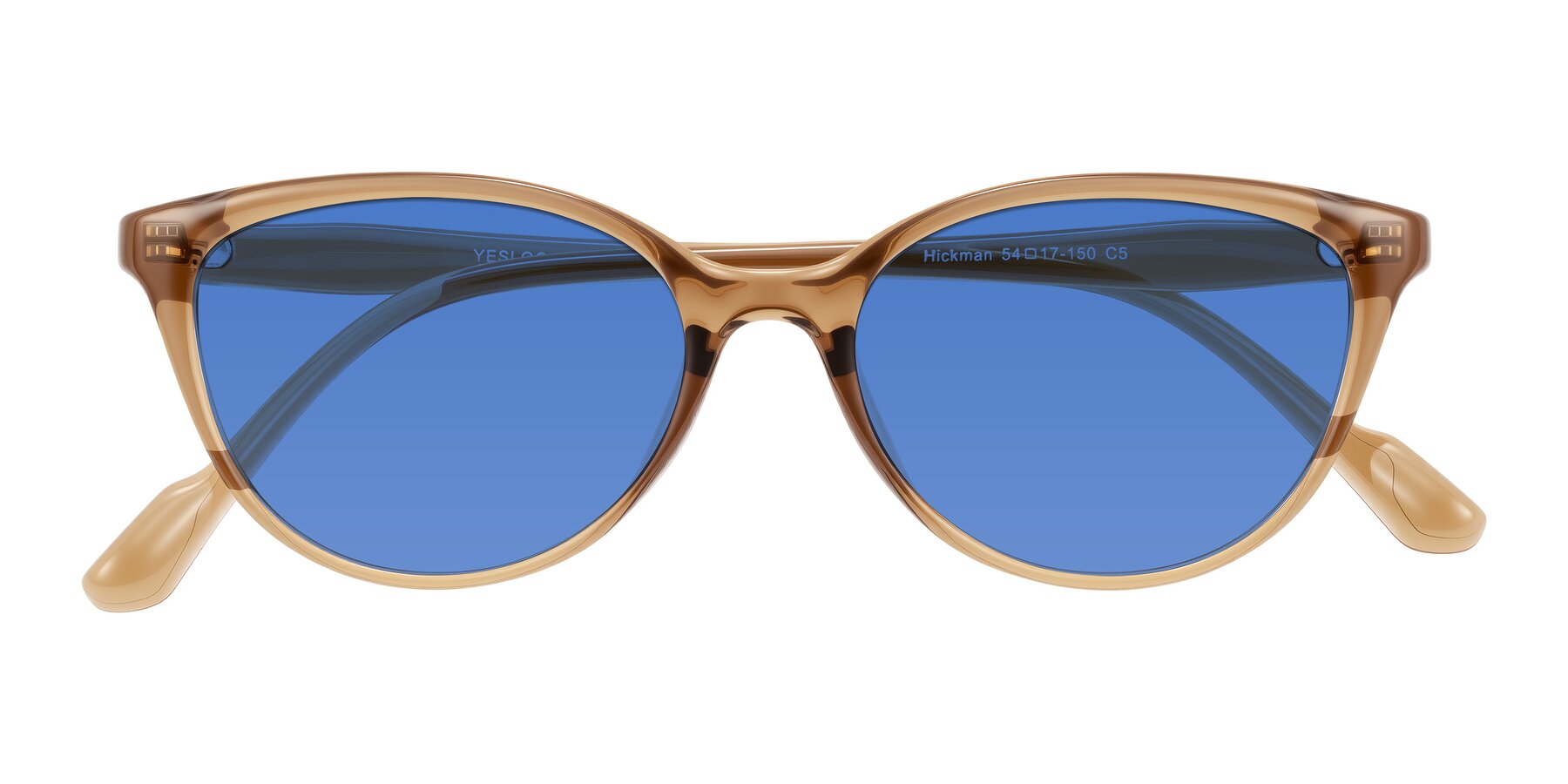Folded Front of Hickman in Brown with Blue Tinted Lenses