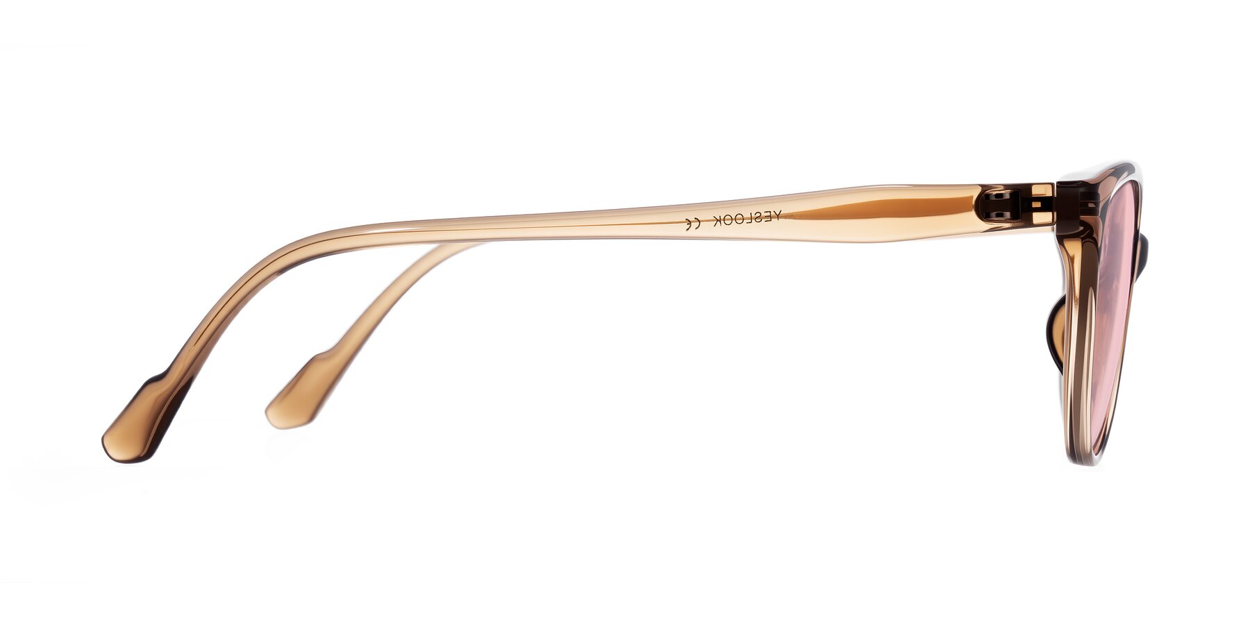 Side of Hickman in Brown with Light Garnet Tinted Lenses