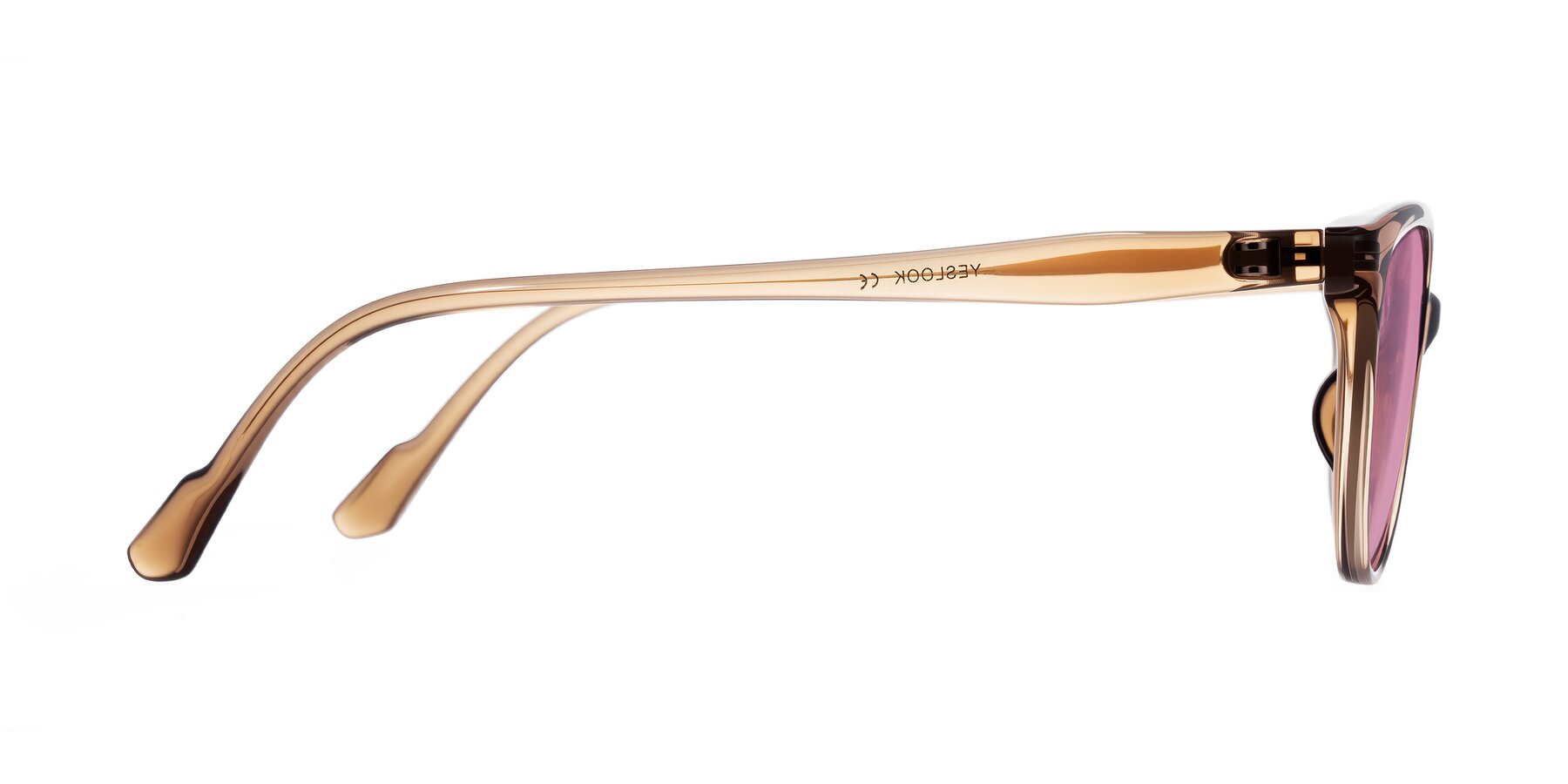 Side of Hickman in Brown with Medium Wine Tinted Lenses