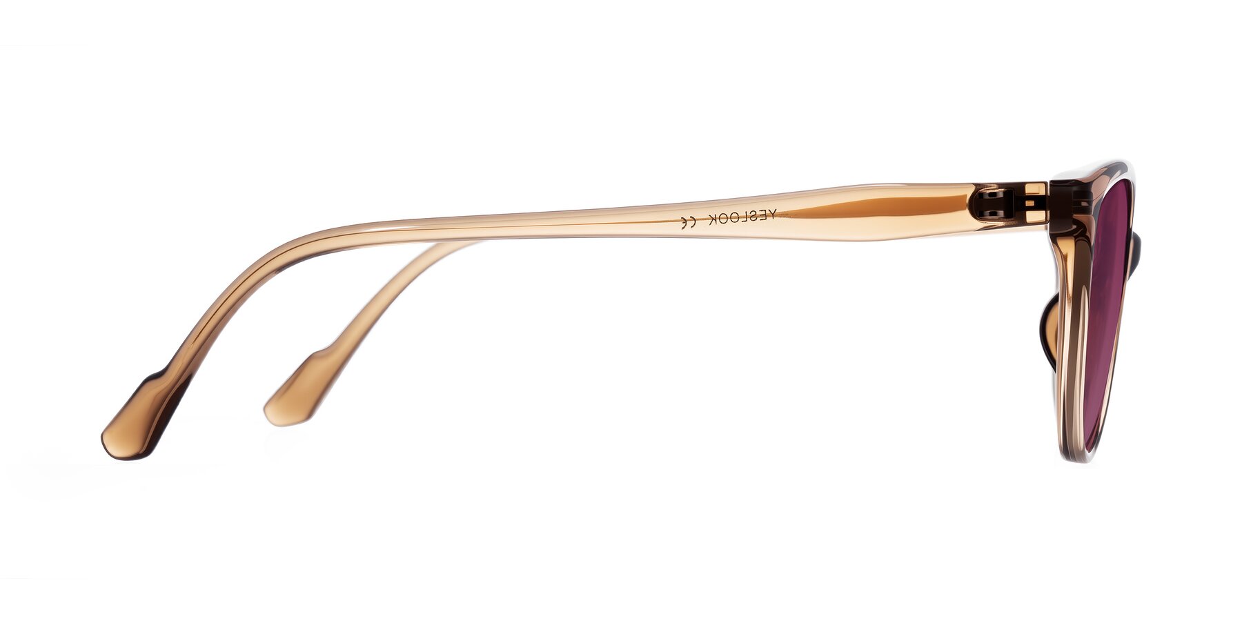 Side of Hickman in Brown with Wine Tinted Lenses