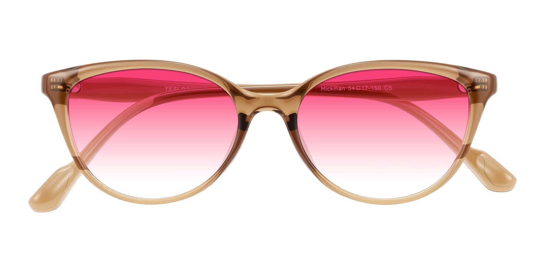 Folded Front of Hickman in Brown with Pink Gradient Lenses
