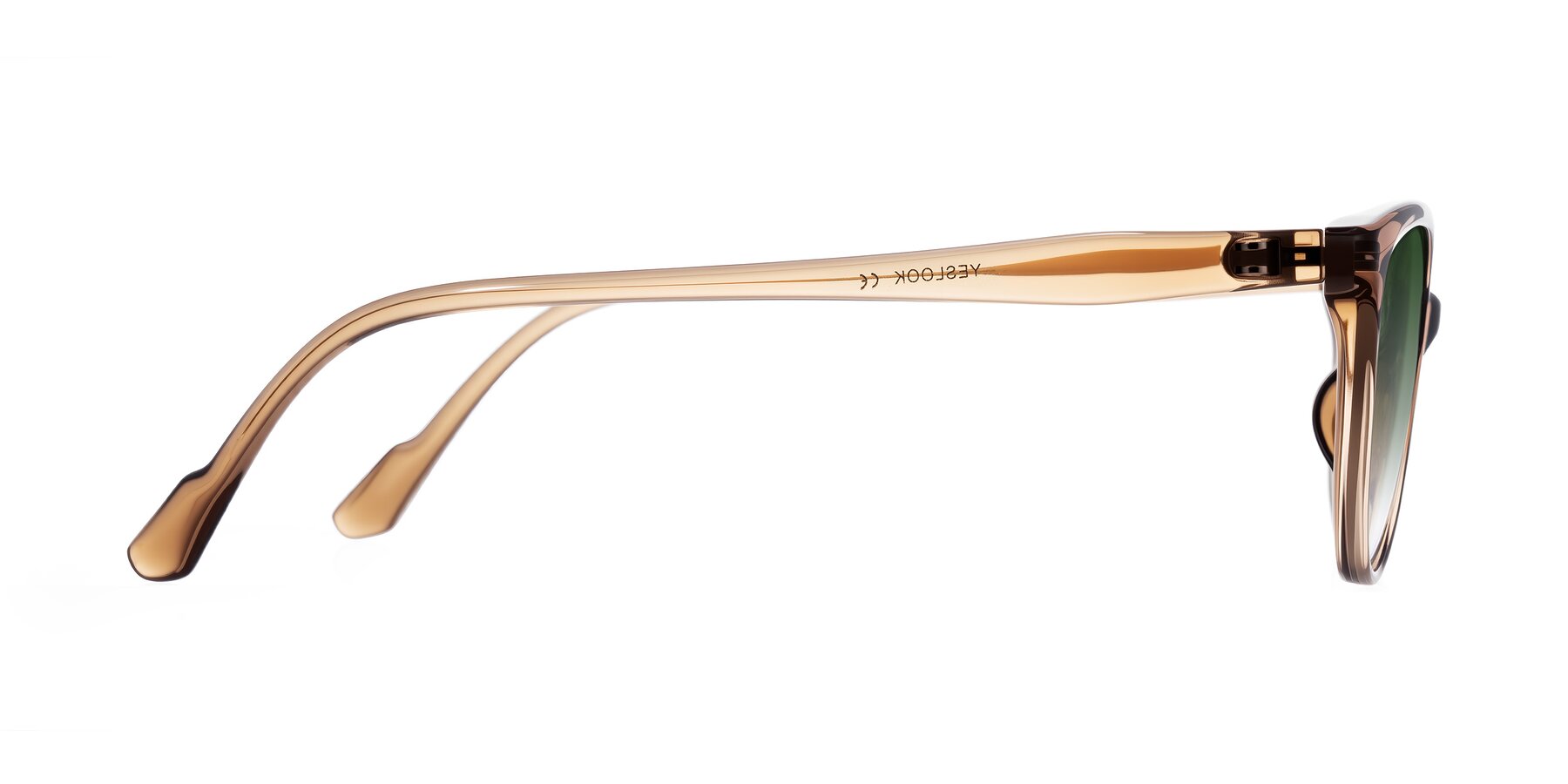 Side of Hickman in Brown with Green Gradient Lenses