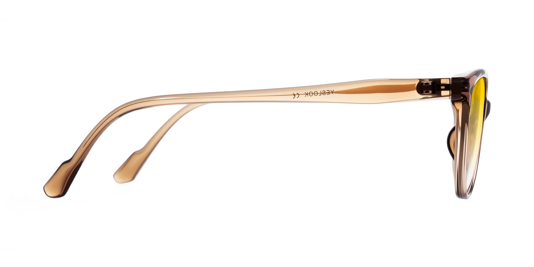 Side of Hickman in Brown with Yellow Gradient Lenses