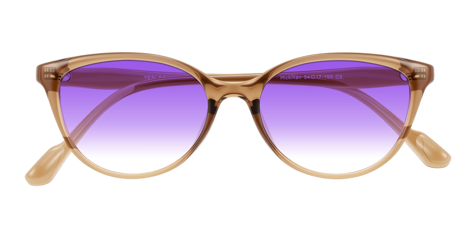 Folded Front of Hickman in Brown with Purple Gradient Lenses
