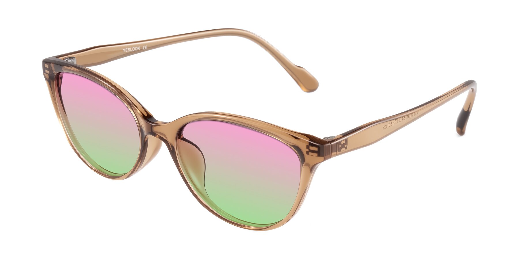 Angle of Hickman in Brown with Pink / Green Gradient Lenses