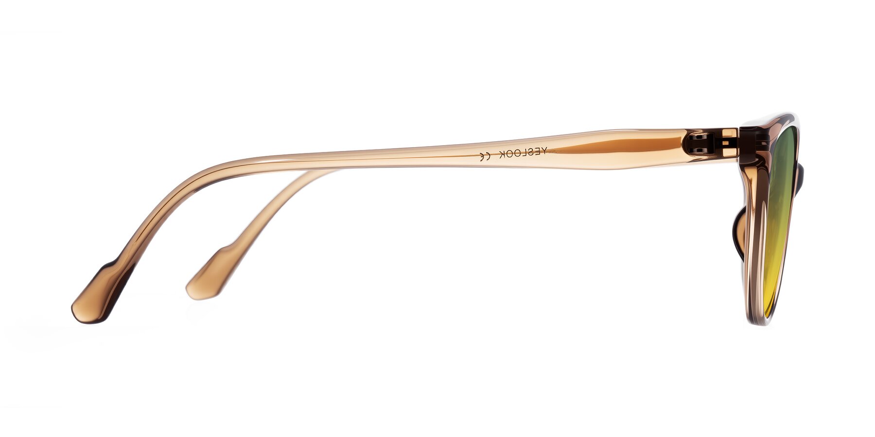 Side of Hickman in Brown with Green / Yellow Gradient Lenses