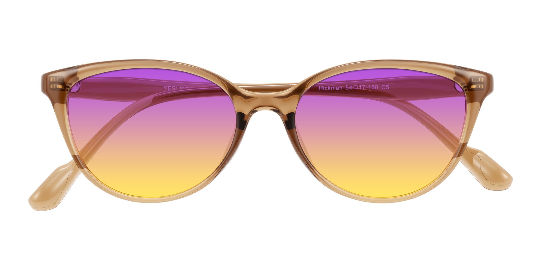 Folded Front of Hickman in Brown with Purple / Yellow Gradient Lenses