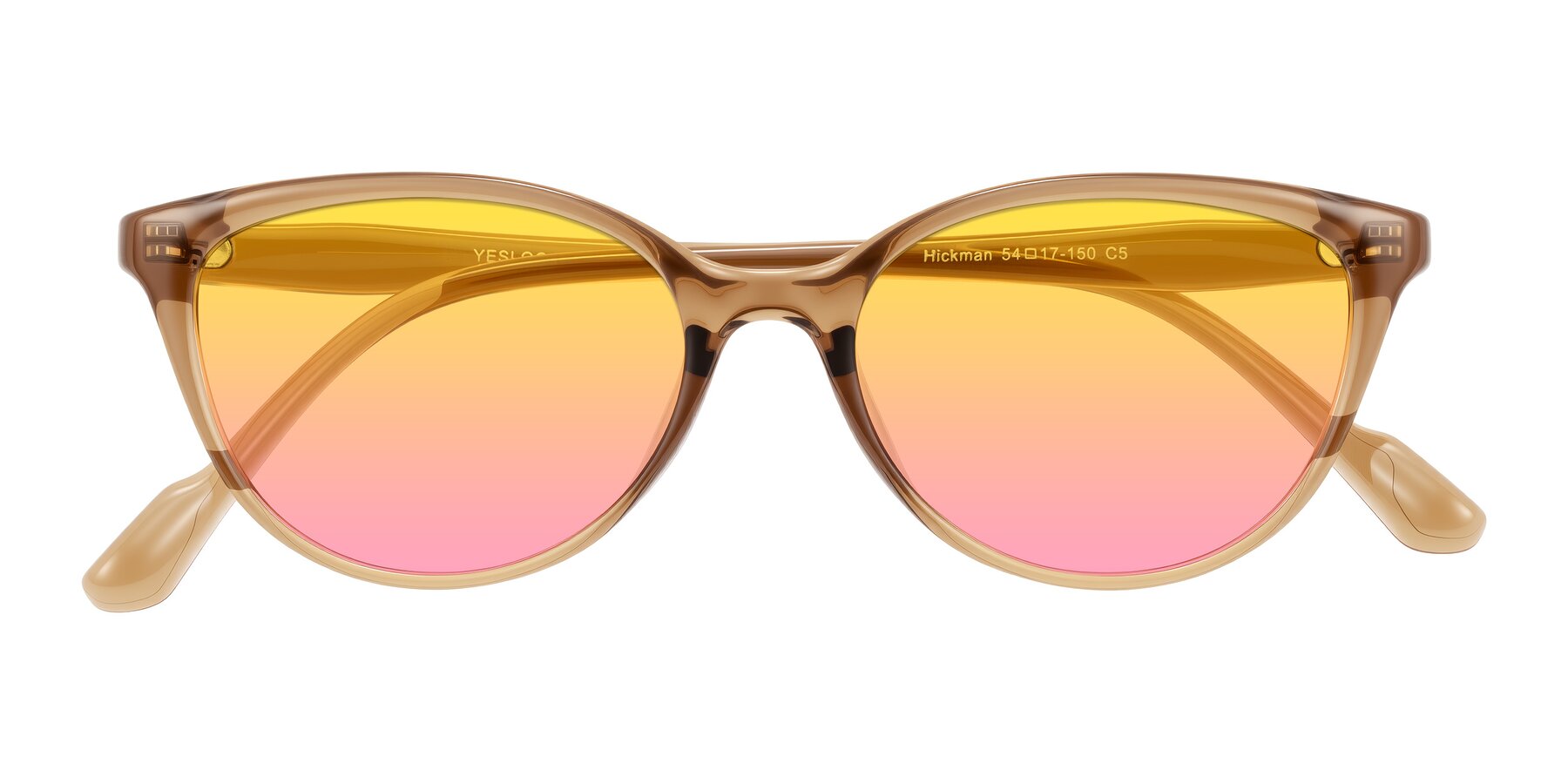 Folded Front of Hickman in Brown with Yellow / Pink Gradient Lenses