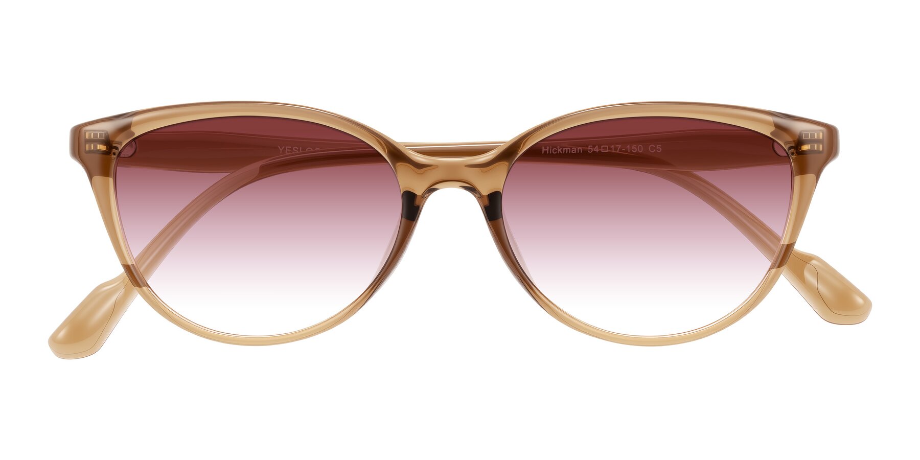 Folded Front of Hickman in Brown with Garnet Gradient Lenses