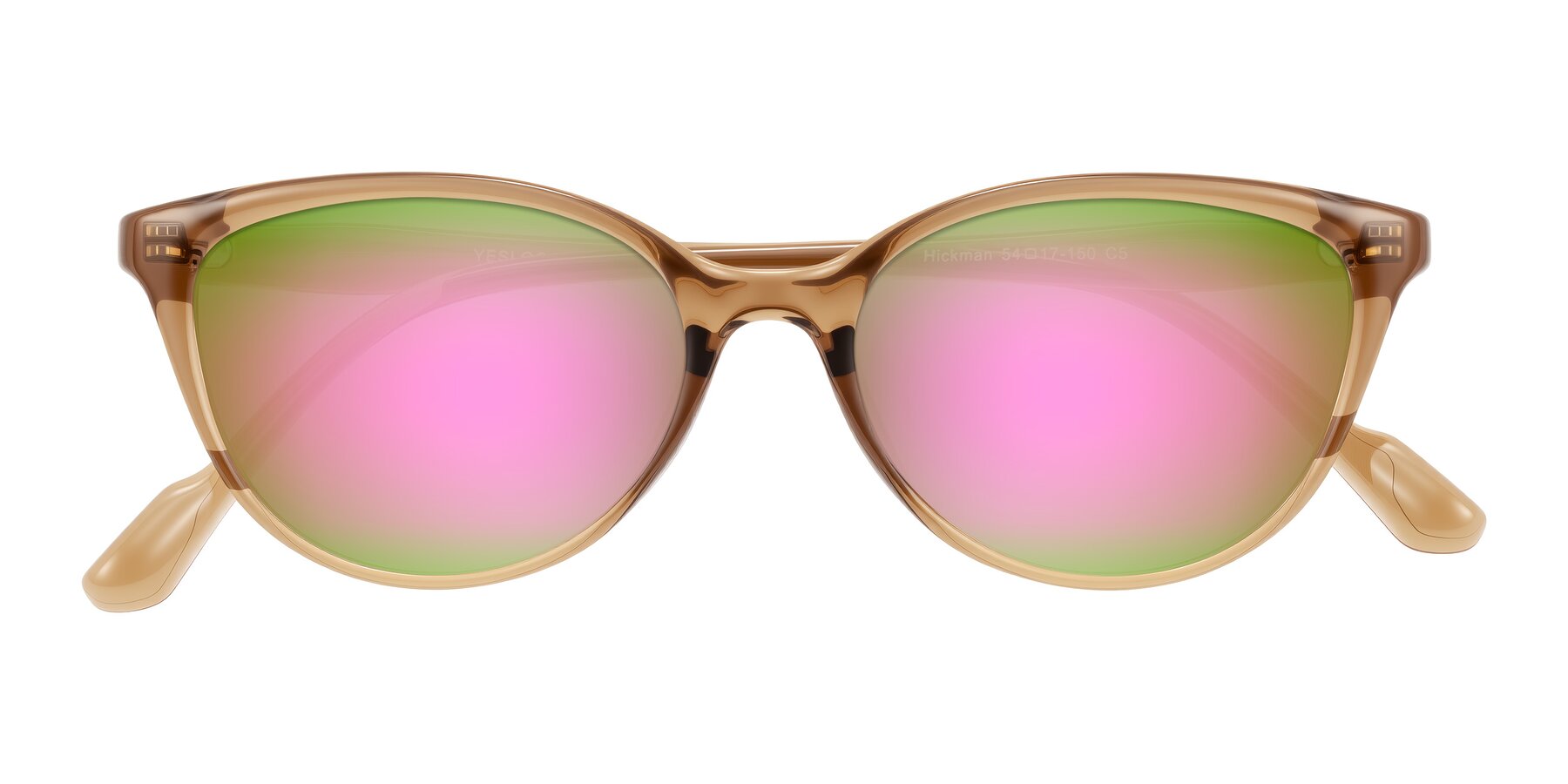 Folded Front of Hickman in Brown with Pink Mirrored Lenses