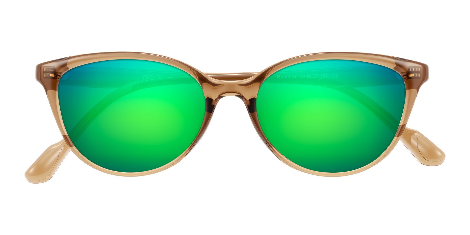 Folded Front of Hickman in Brown with Green Mirrored Lenses