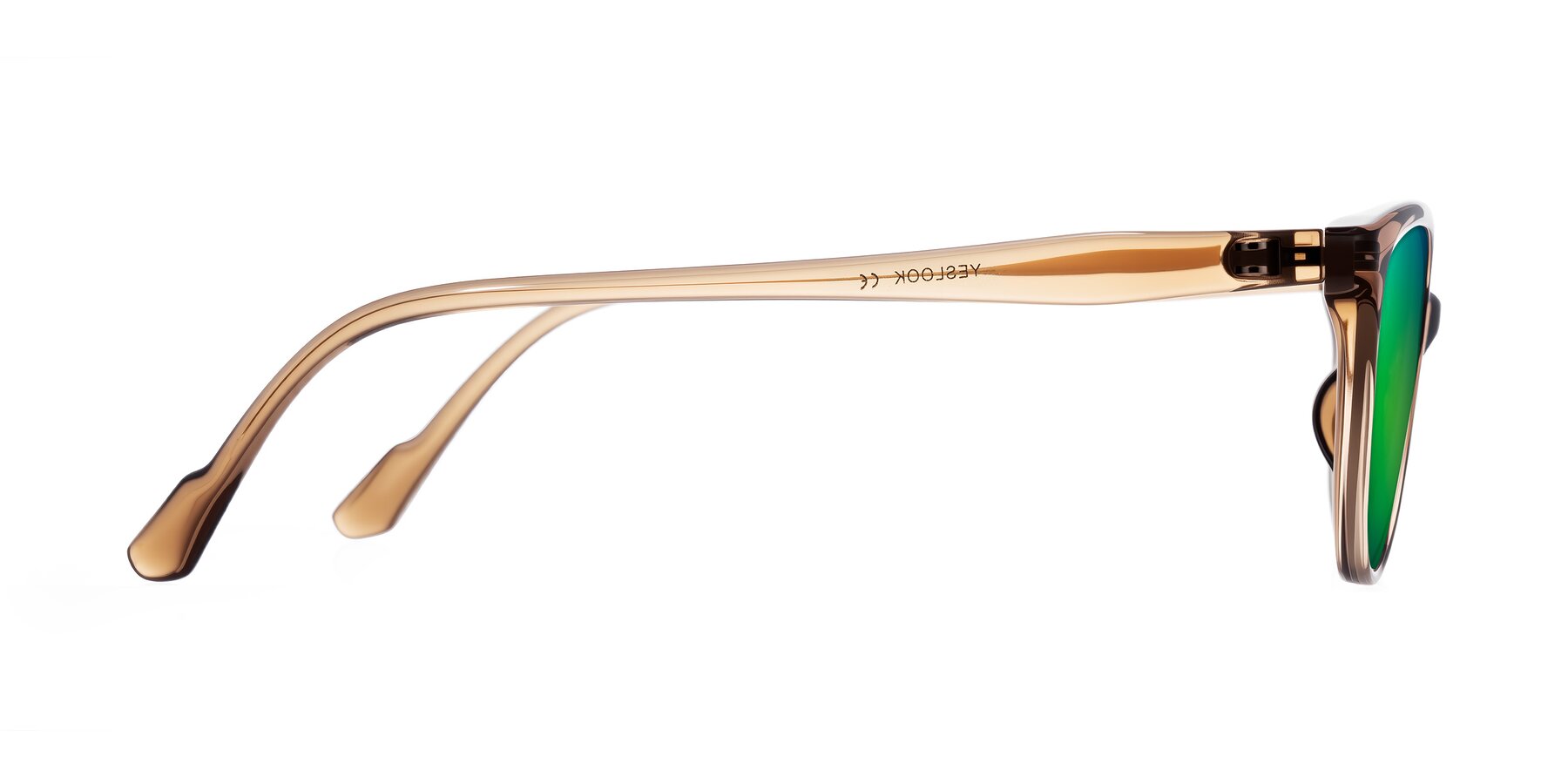 Side of Hickman in Brown with Green Mirrored Lenses