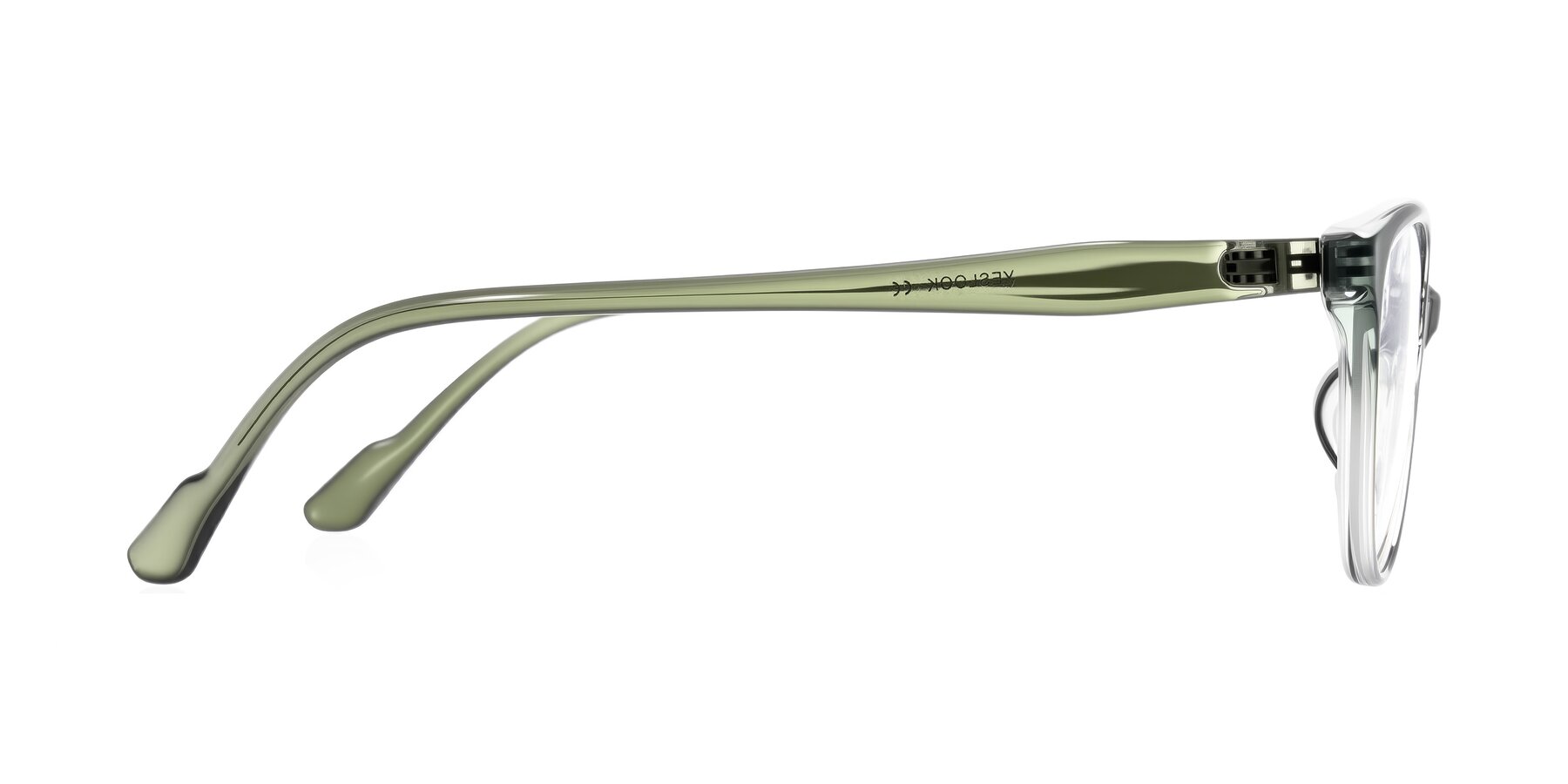Side of Hickman in Gradient Green with Clear Eyeglass Lenses
