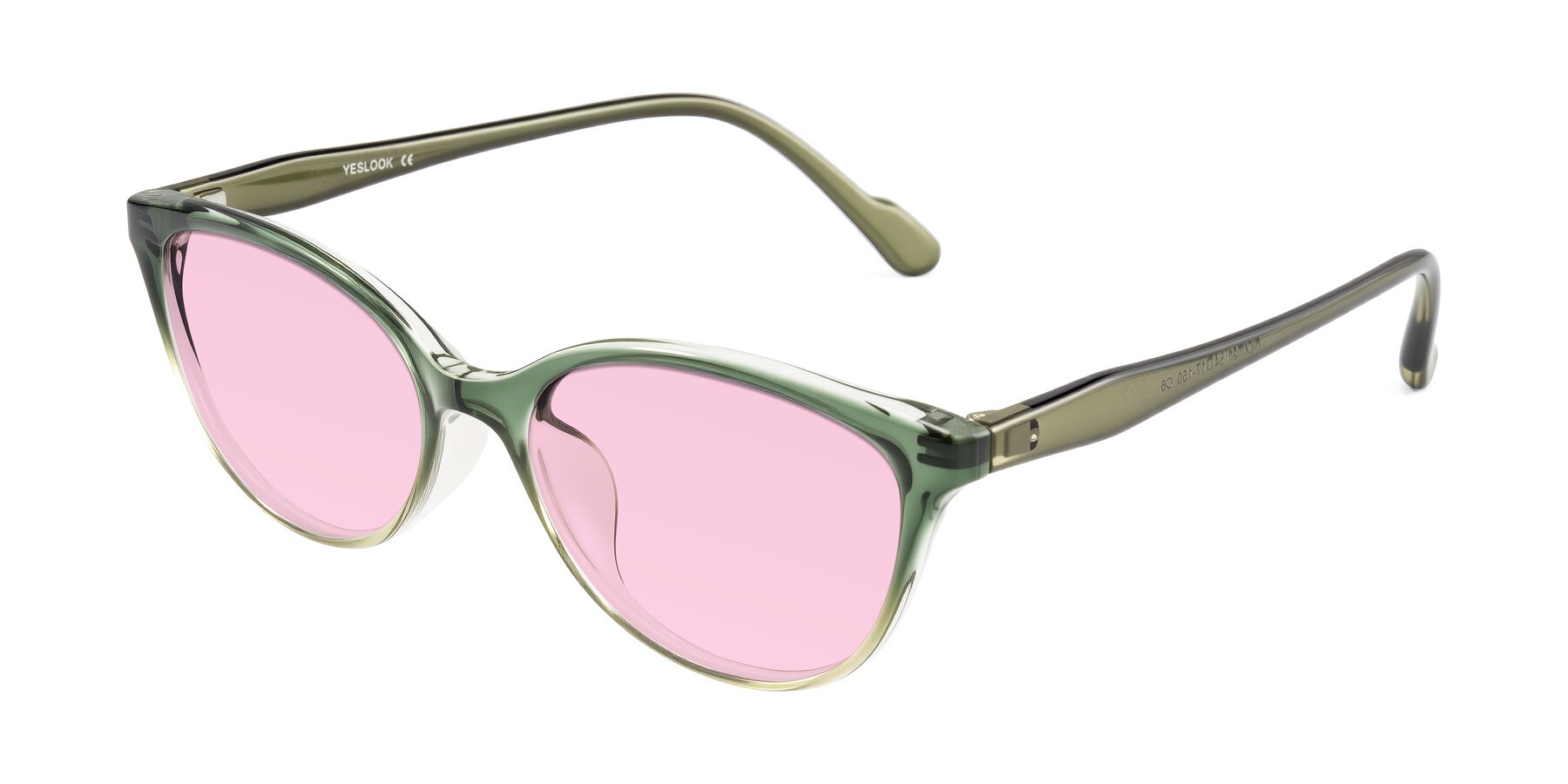 Angle of Hickman in Gradient Green with Light Pink Tinted Lenses