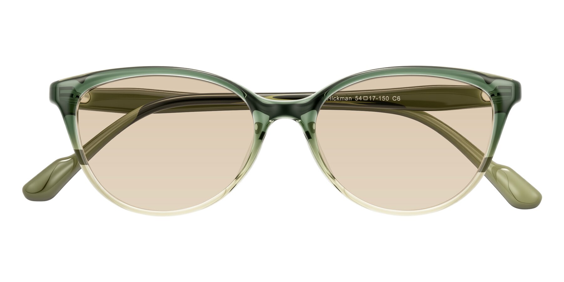 Folded Front of Hickman in Gradient Green with Light Brown Tinted Lenses