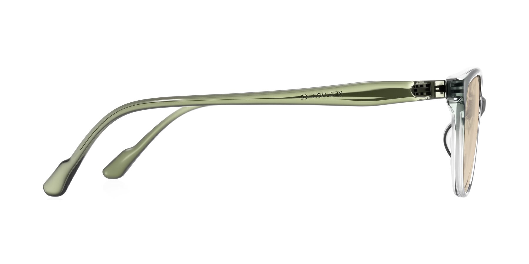 Side of Hickman in Gradient Green with Light Brown Tinted Lenses