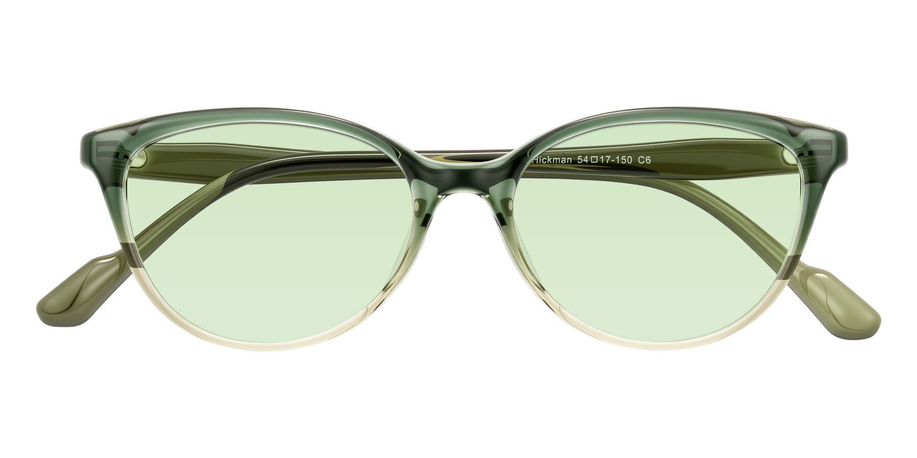Folded Front of Hickman in Gradient Green with Light Green Tinted Lenses