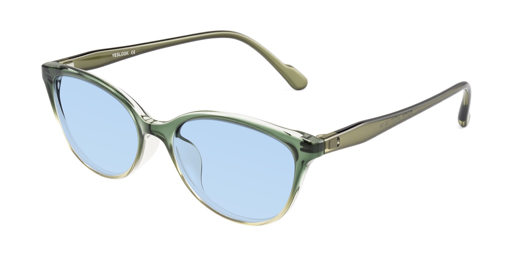 Angle of Hickman in Gradient Green with Light Blue Tinted Lenses