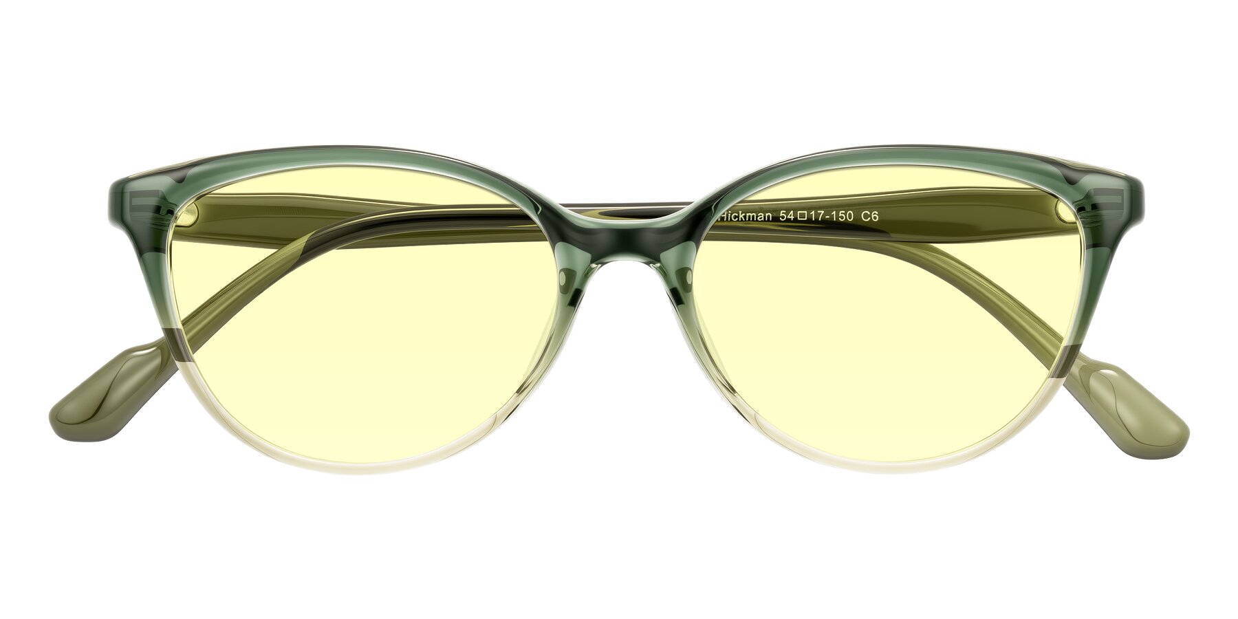 Folded Front of Hickman in Gradient Green with Light Yellow Tinted Lenses