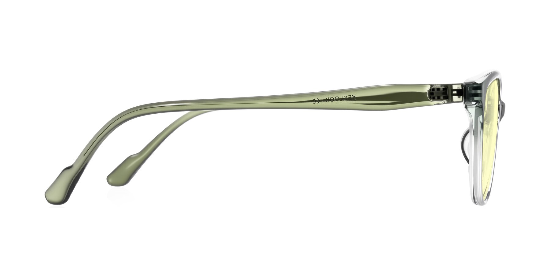 Side of Hickman in Gradient Green with Light Yellow Tinted Lenses
