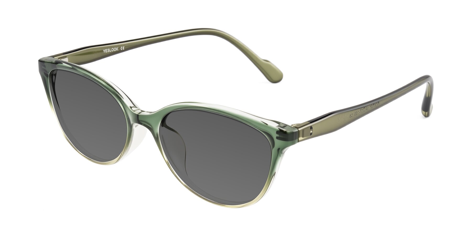 Angle of Hickman in Gradient Green with Medium Gray Tinted Lenses