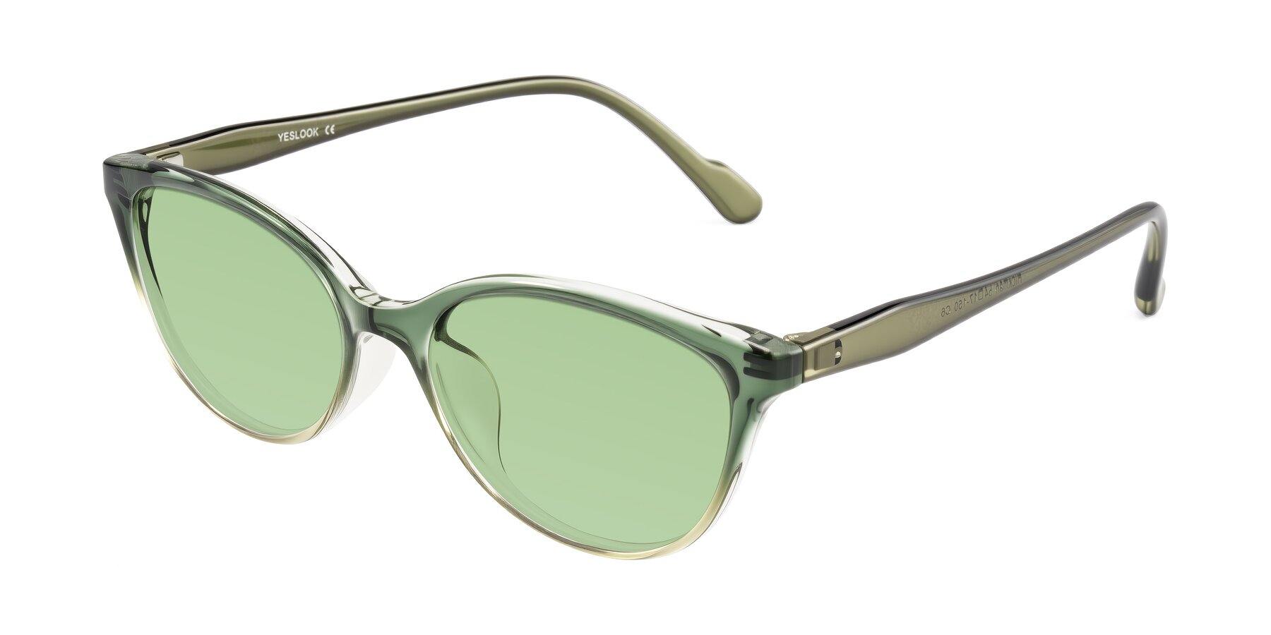 Angle of Hickman in Gradient Green with Medium Green Tinted Lenses