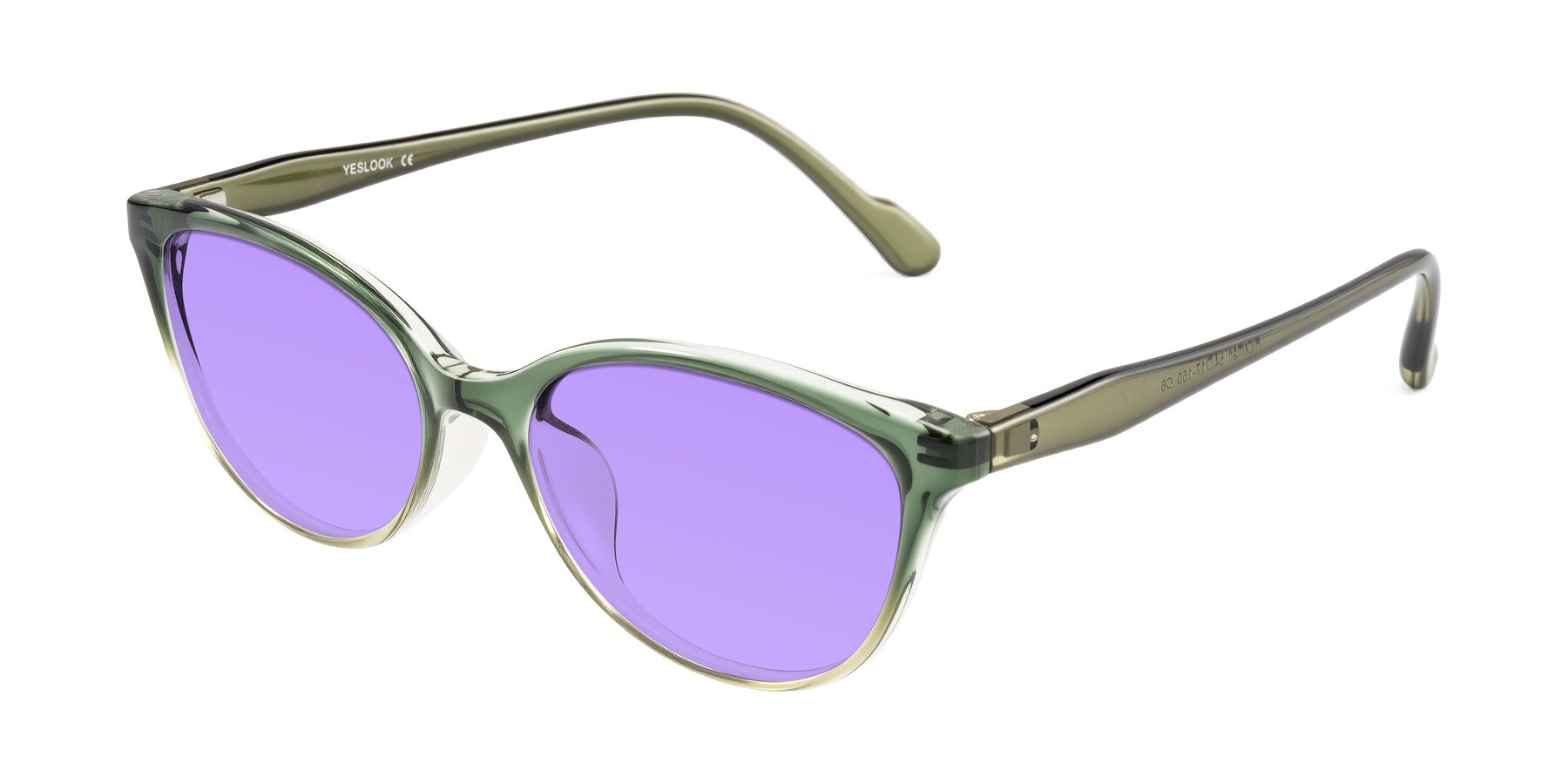 Angle of Hickman in Gradient Green with Medium Purple Tinted Lenses