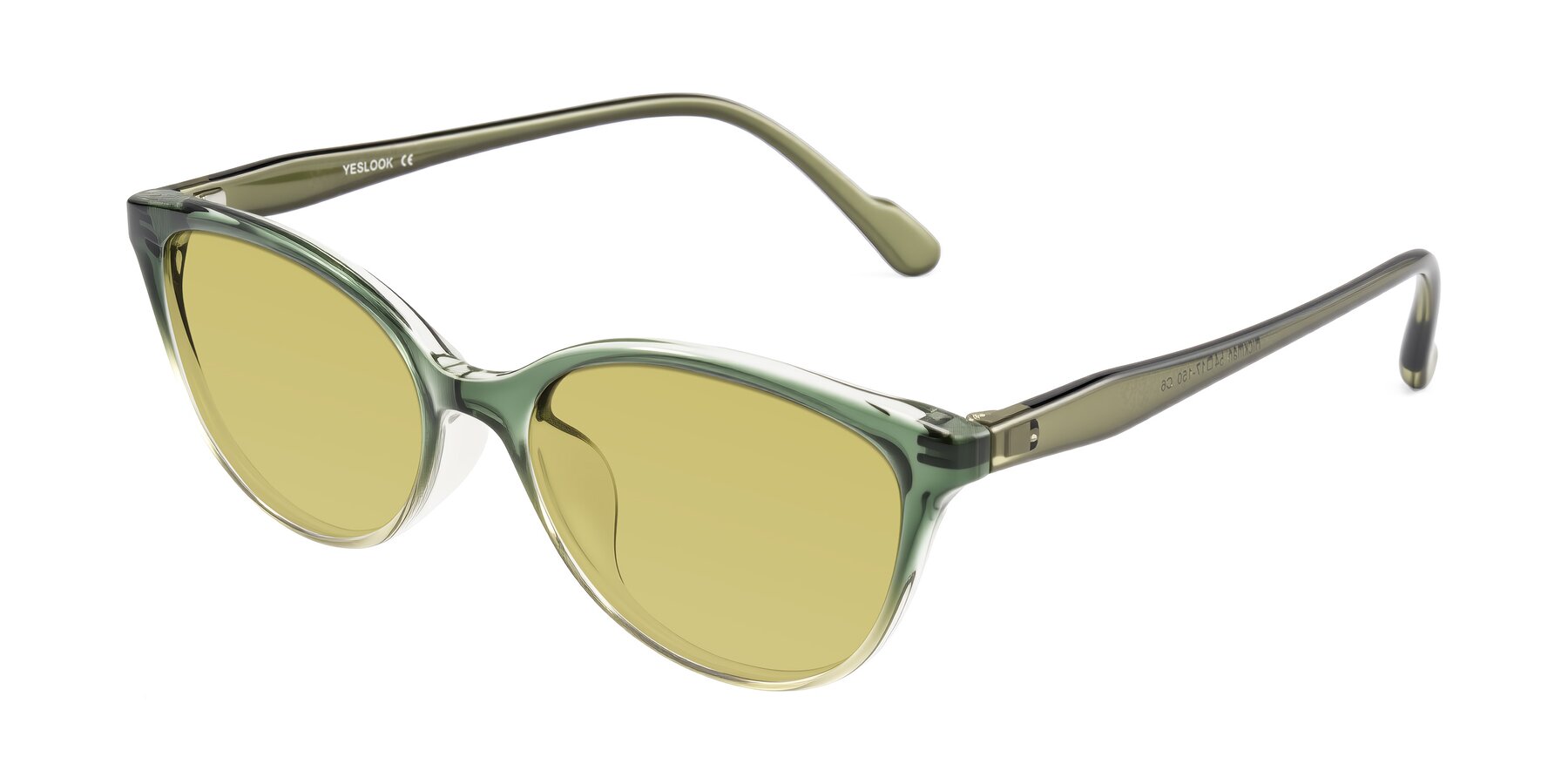 Angle of Hickman in Gradient Green with Medium Champagne Tinted Lenses
