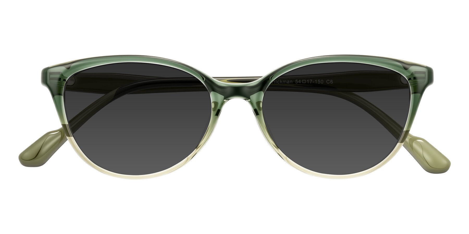 Folded Front of Hickman in Gradient Green with Gray Tinted Lenses