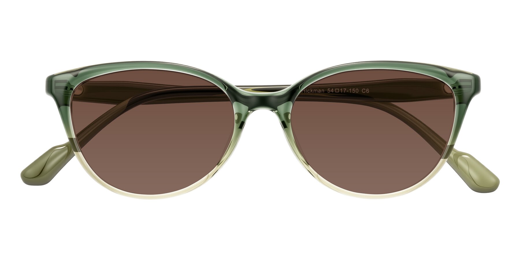 Folded Front of Hickman in Gradient Green with Brown Tinted Lenses
