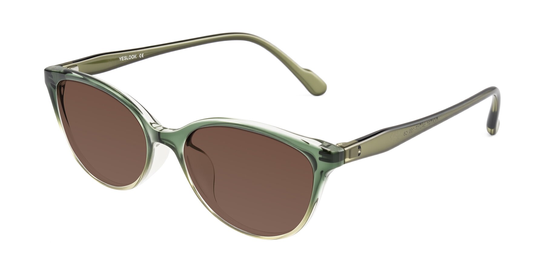 Angle of Hickman in Gradient Green with Brown Tinted Lenses