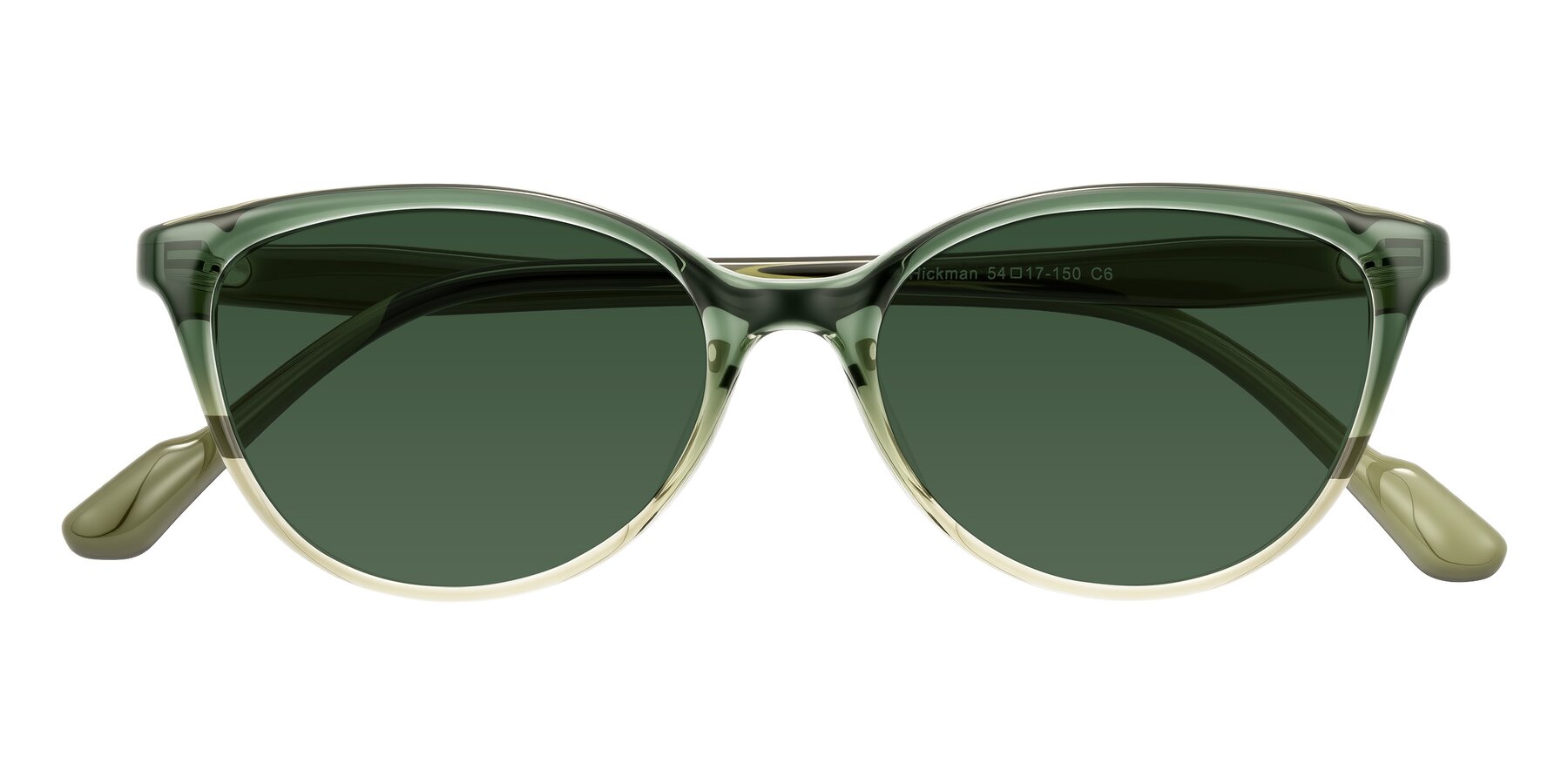 Folded Front of Hickman in Gradient Green with Green Tinted Lenses